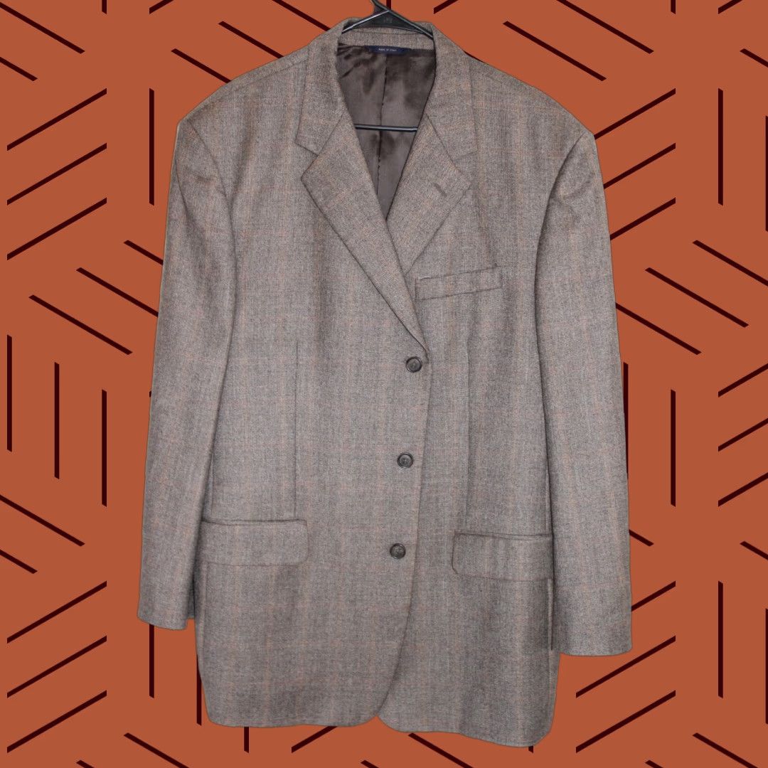 VINTAGE Brooks Brothers Sport Coat Jacket Wool Brown Plaid Men 46L