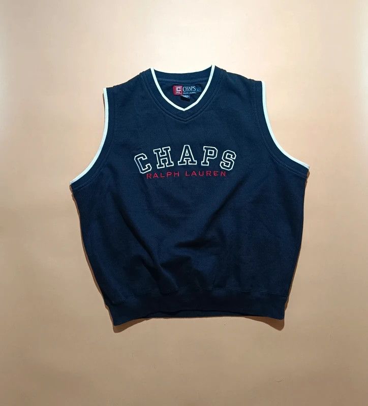 Chaps Ralph Lauren Vintage 90s Chaps Ralph Lauren Blue Vest Big Logo Spellout L Size US L / EU 52-54 / 3 - 1 Thumbnail