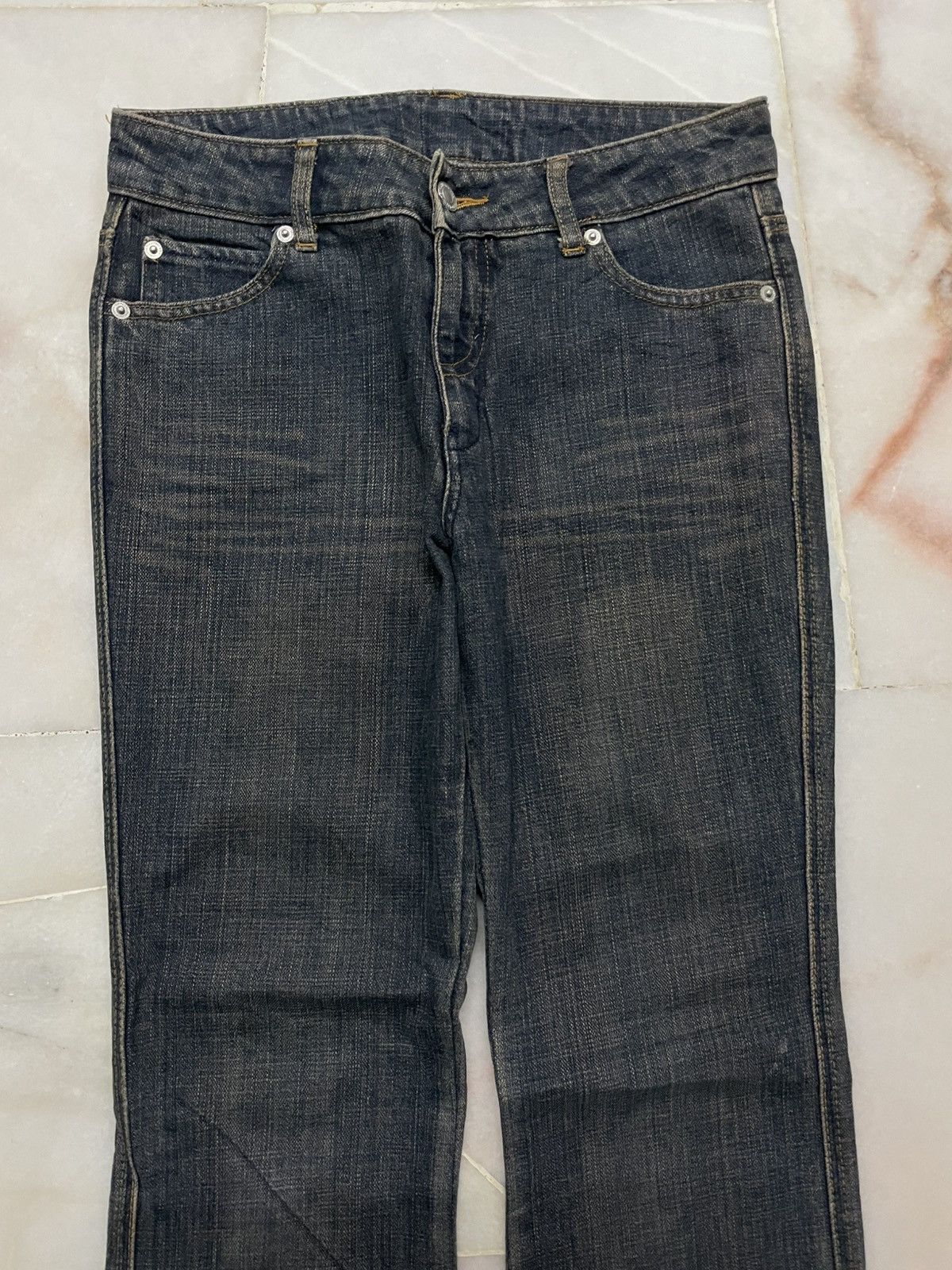 Japanese Brand 💥Flared💥Vintage 90’s Japanese Rusty Mudwash Sick Dark Jeans Size 28" / US 6 / IT 42 - 2 Thumbnail