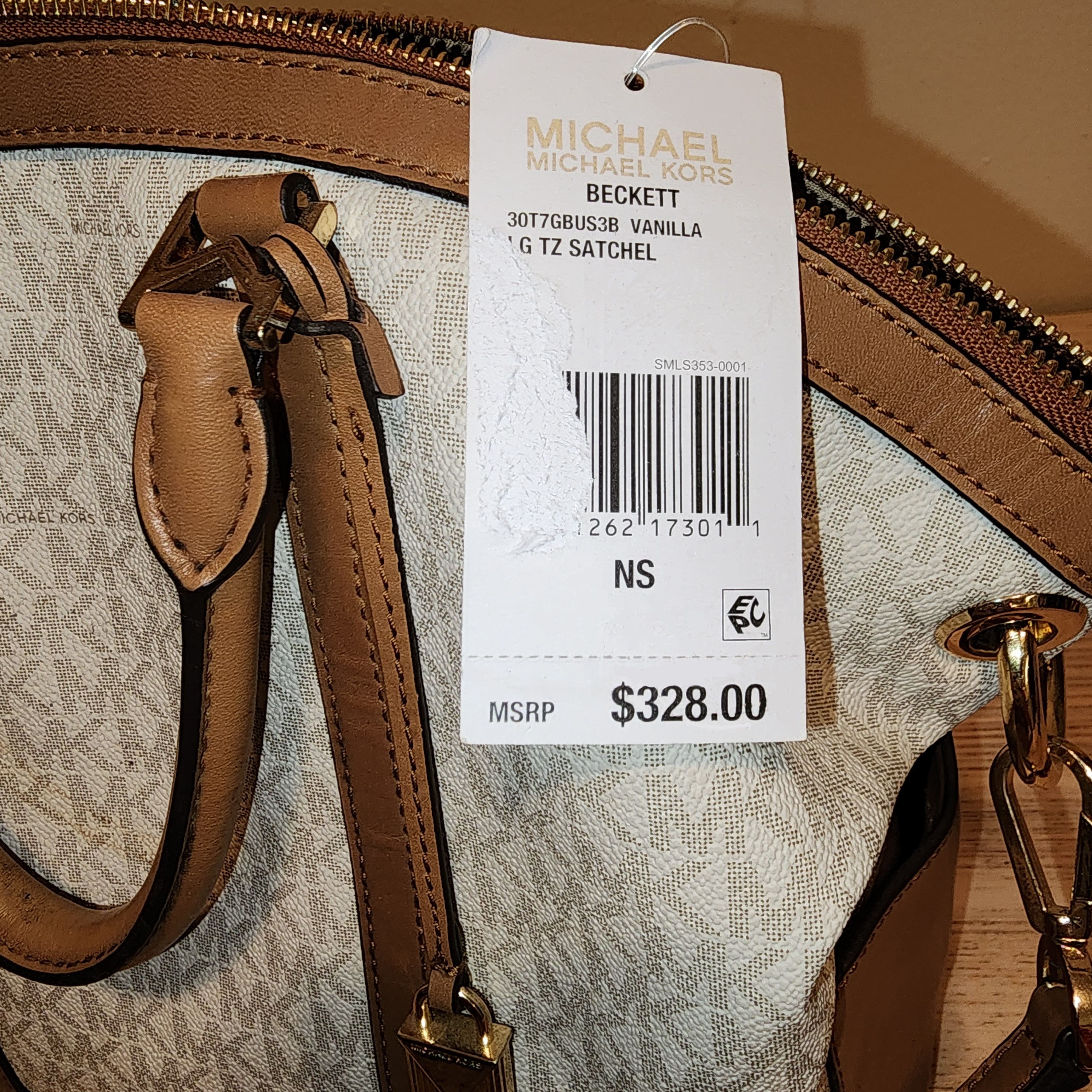 Michael Kors Michael Kors Signature Beckett Lg Satchel Acorn Vanilla Bag Size ONE SIZE - 6 Thumbnail
