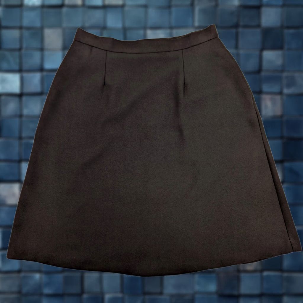 Orvis Orvis Skirt Women 10P Pleated Knee Length Wool-Look Polyester Tweed Brown 90s Vintage Rise Mid Elastic Slit Button 29x25 Size 32" / US 10 / IT 46 - 1 Thumbnail