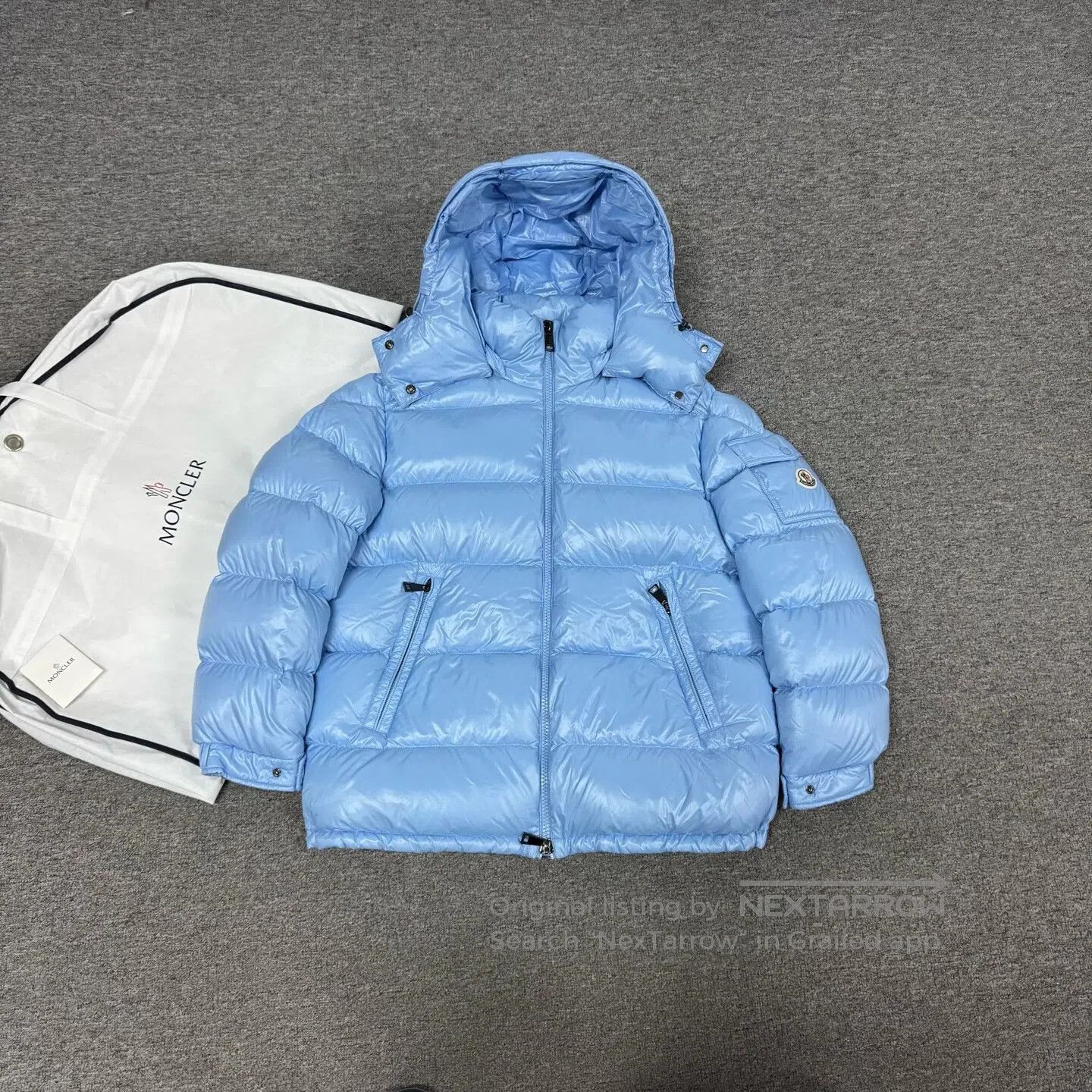 Moncler Moncler Maire Sky Blue Glossy Classic Hooded Down Jacket| Size US L / EU 52-54 / 3 - 1 Thumbnail