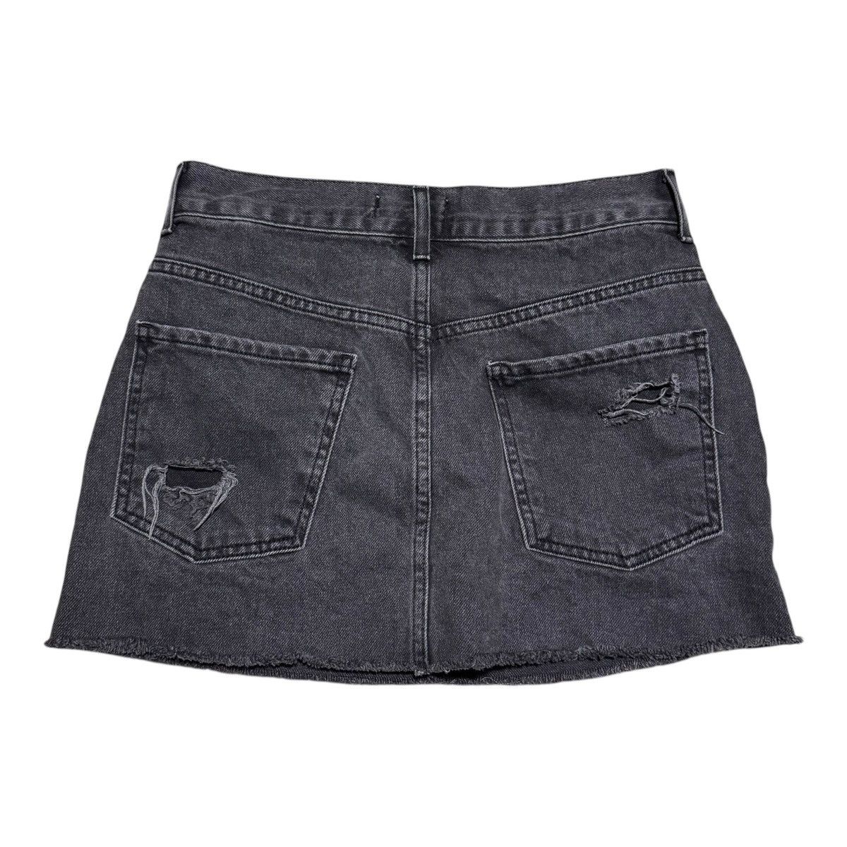Forever 21 Forever 21 Cotton Faded Black Distressed Denim Skirt 27 Size 27" / US 4 / IT 40 - 2 Thumbnail