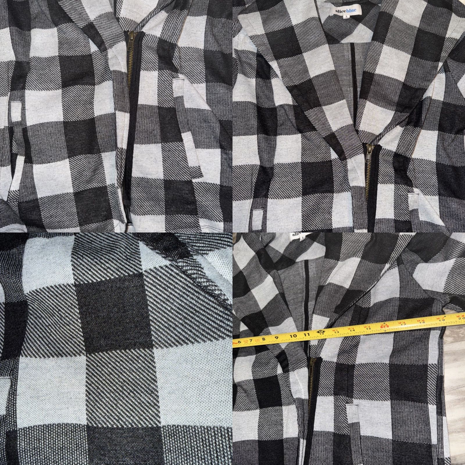 Vintage alice blue jacket Plaid Black Gray Stretch Half Zip Front Women’s Size Large Size L / US 10 / IT 46 - 8 Thumbnail