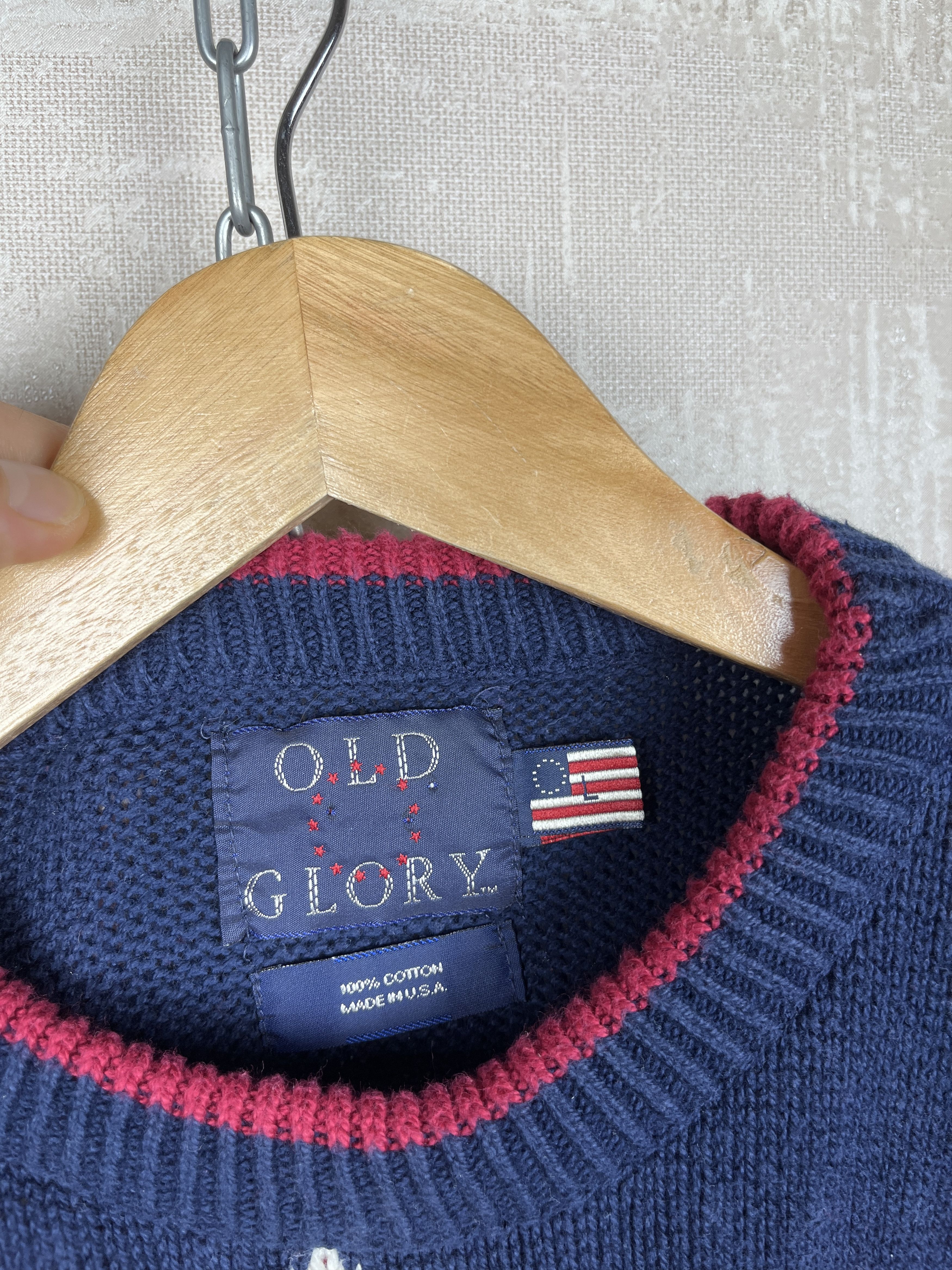 Vintage 90s Old Glory America Flag Stars Stripes USA Vintage Sweater Size US L / EU 52-54 / 3 - 4 Thumbnail