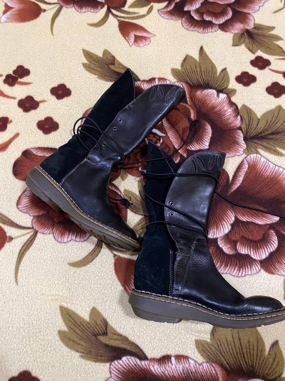 Dr. Martens Dr Martens Vintage Mid Calf Black Leather Suede Rare Boots Size US 4 / IT 34 - 3 Thumbnail