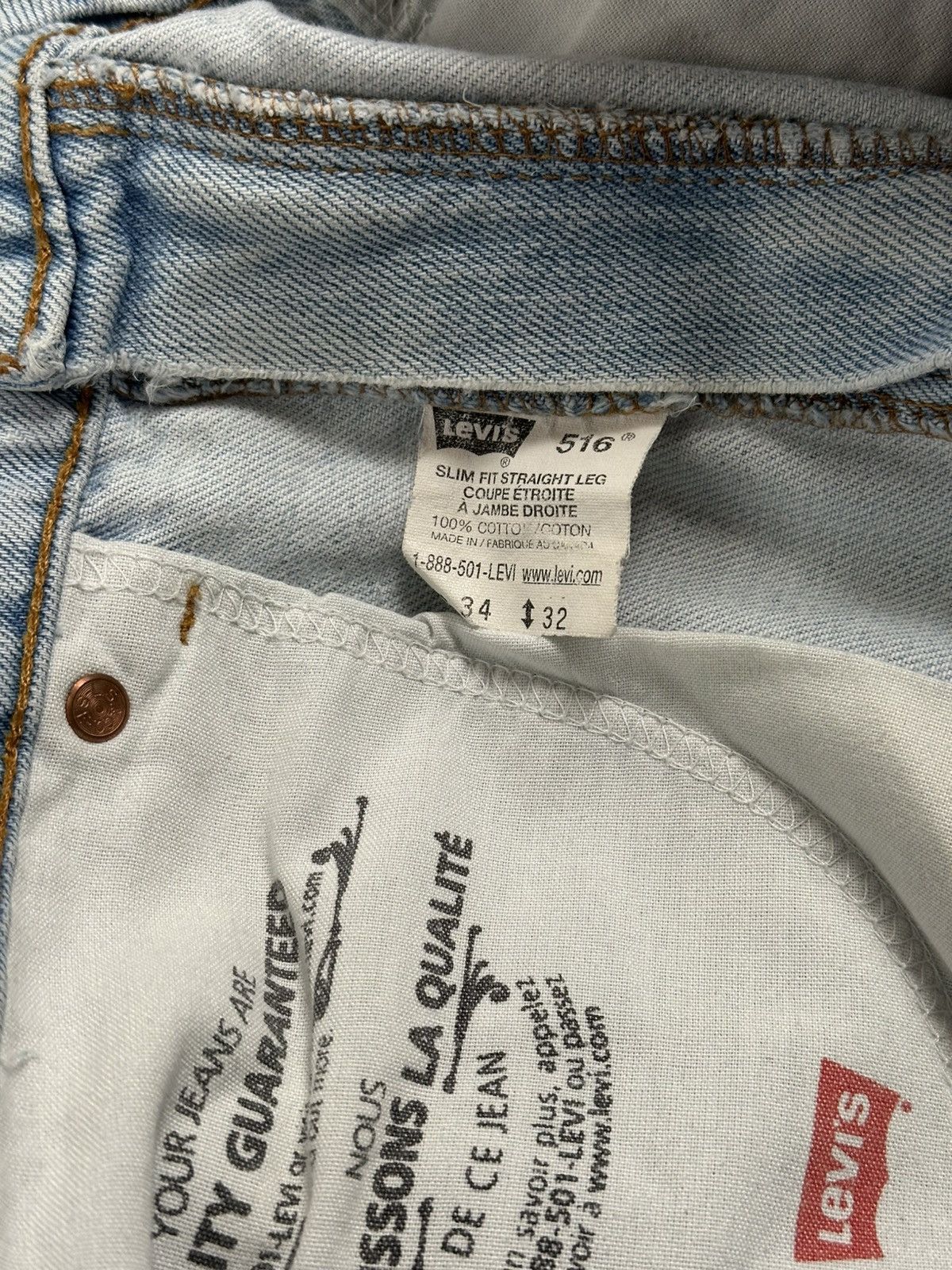 Levi's Vintage 90’s Levis 516 Light Wash Jeans Size US 34 / EU 50 - 9 Thumbnail