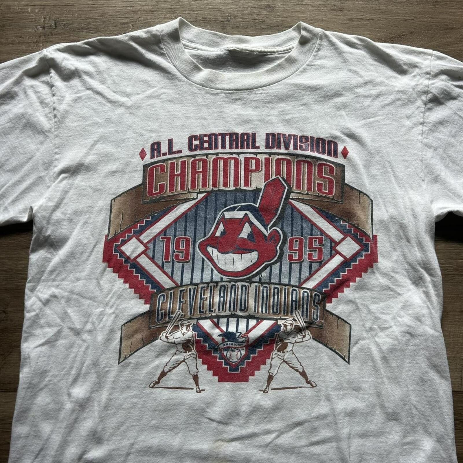 MLB Vintage 1995 Cleveland Indians Champions t shirt size M Size US M / EU 48-50 / 2 - 2 Thumbnail