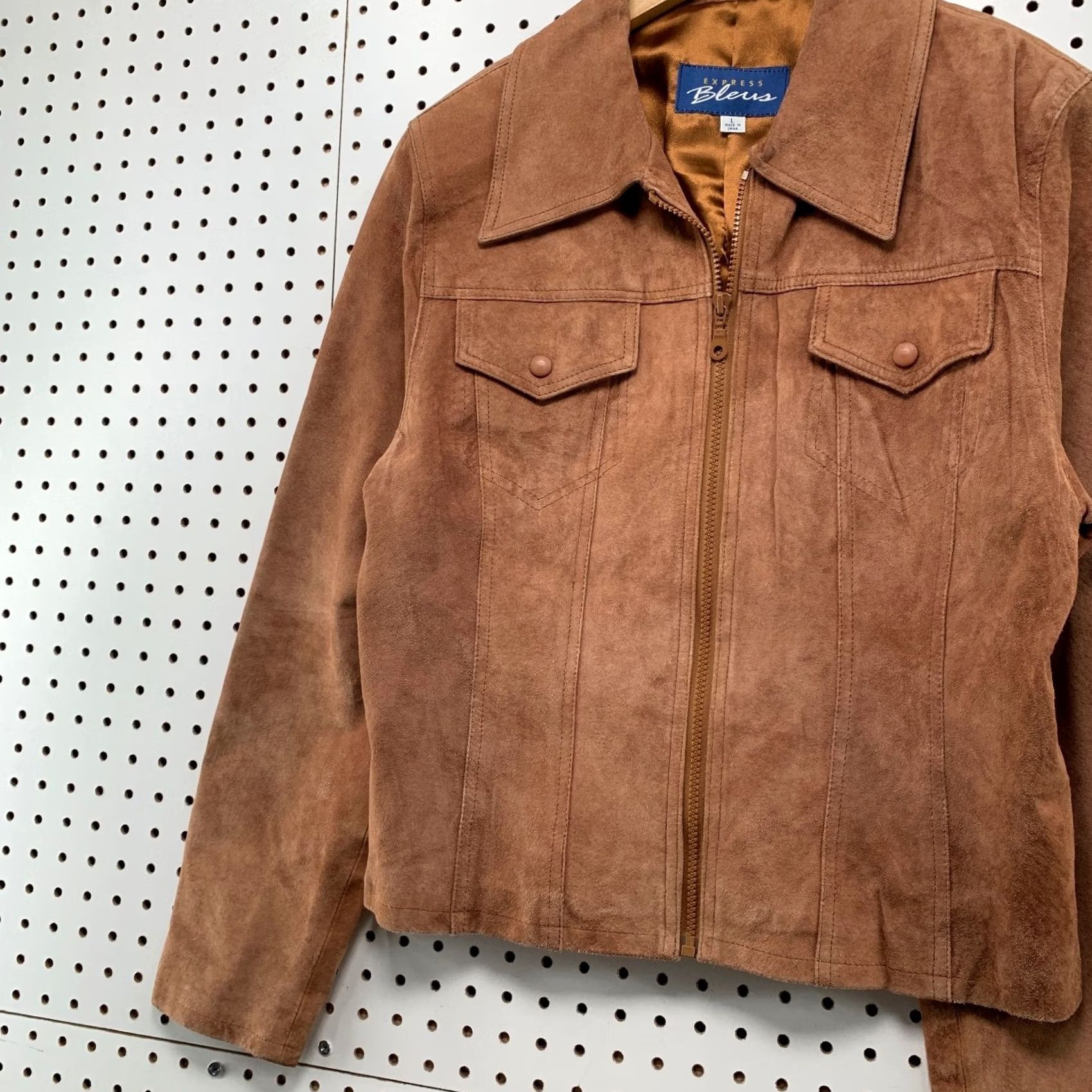 Express VINTAGE Express Blues Suede Jacket Womens Large Brown Western Cowboy Jacket Size L / US 10 / IT 46 - 5 Thumbnail