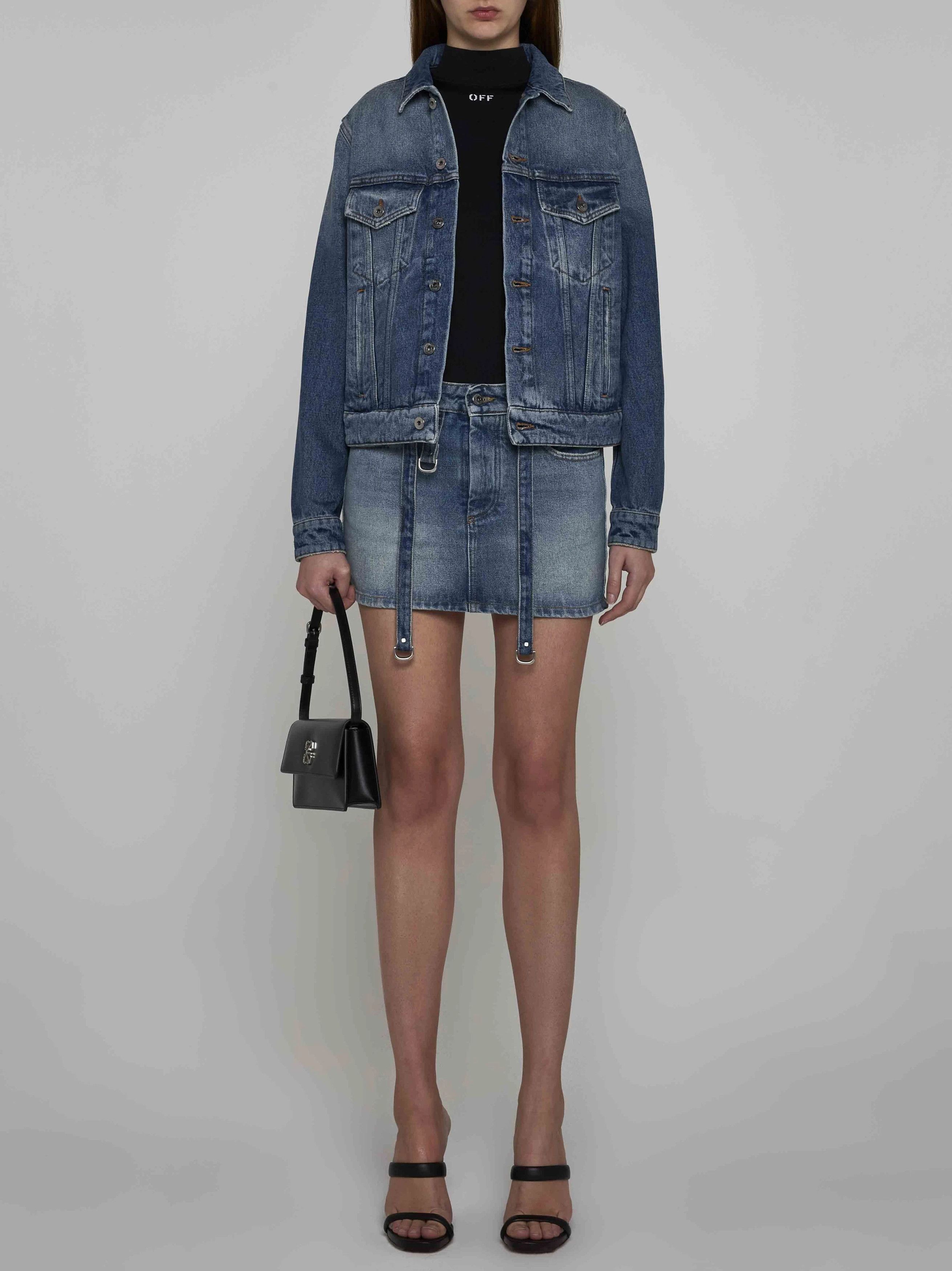 Off-White o1s22i1n0824 Denim Mini Straps Skirt in Blue Size 28" / US 6 / IT 42 - 5 Thumbnail