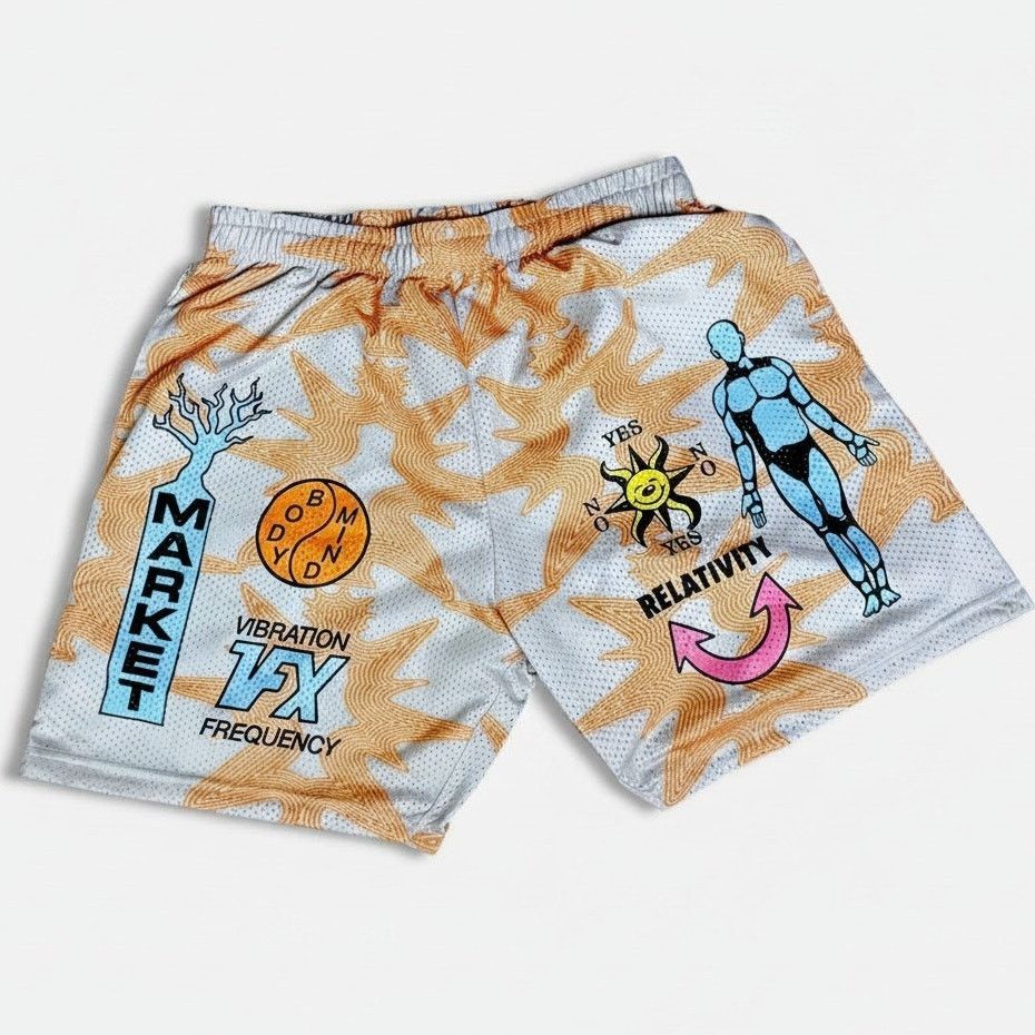 Market Market Studios Men's Large Orange Sand Quantum Mesh Shorts Size US 36 / EU 52 - 1 Thumbnail
