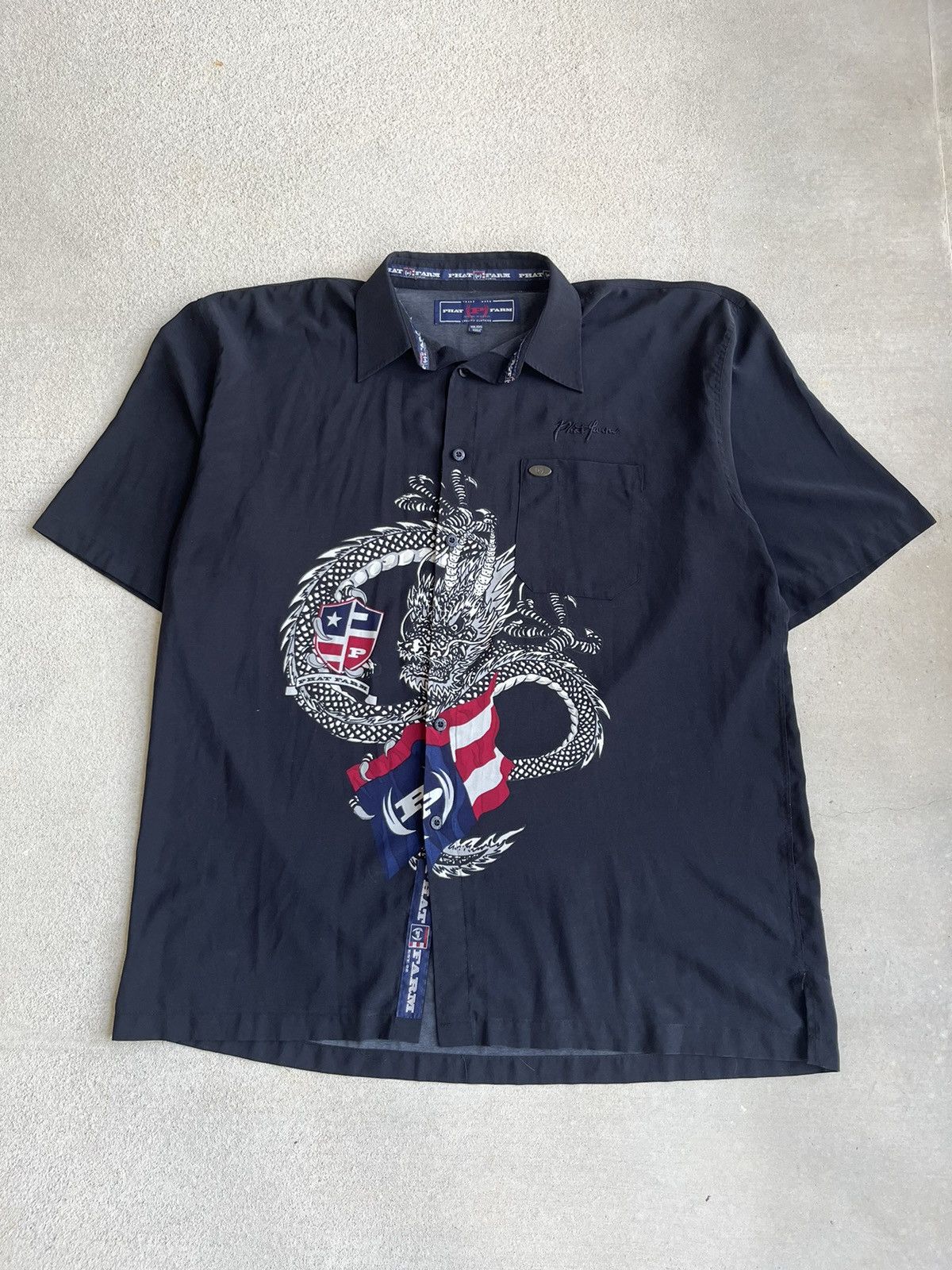 Phat Farm Vintage Y2K Phat Farm Tribal Dragon Button Up Shirt Size US XXL / EU 58 / 5 - 1 Thumbnail