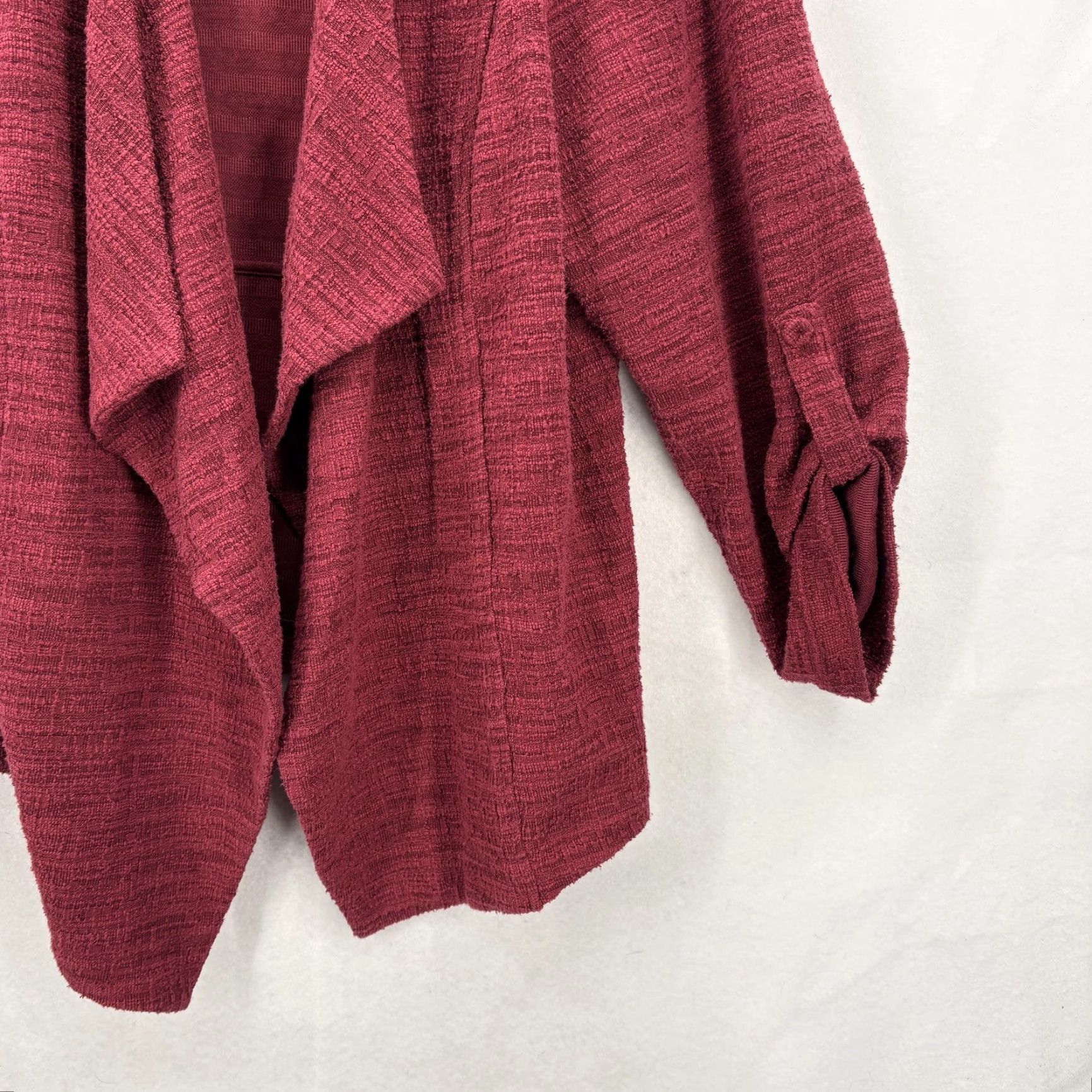 Vintage Skies Are Blue Cardigan Sweater Womens Red 2X Open Front Knit 3/4 Sleeve Plus Size XXL / US 16-18 / IT 52-54 - 3 Thumbnail