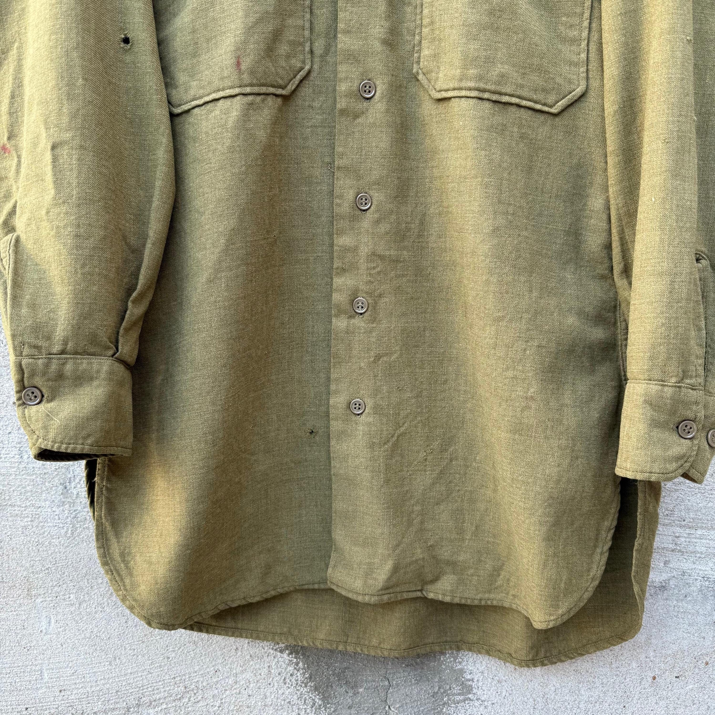 Vintage 40's US Military Tan Khaki Patched Button Down Shirt Size US M / EU 48-50 / 2 - 4 Thumbnail