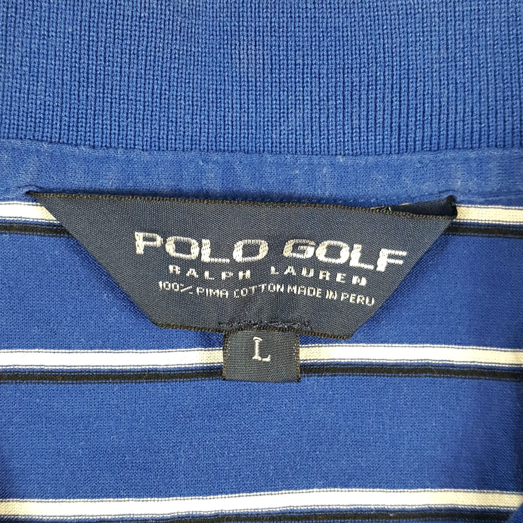 Ralph Lauren VINTAGE Ralph Lauren Striped Polo Shirt Large Blue Pima Cotton Pony Logo 90s Mens Size US L / EU 52-54 / 3 - 3 Thumbnail
