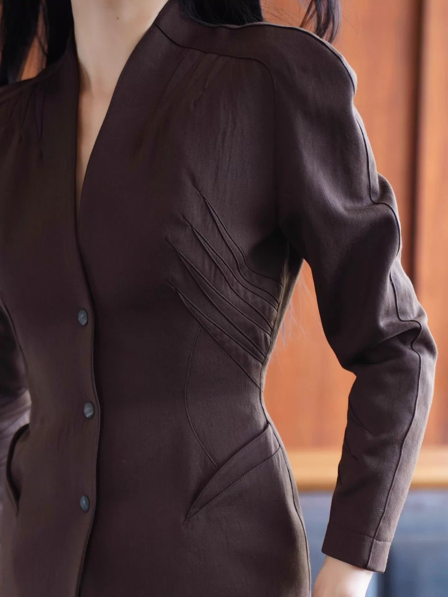Thierry Mugler Brown Structured Light Jacket - Size S Size US S / EU 44-46 / 1 - 3 Thumbnail