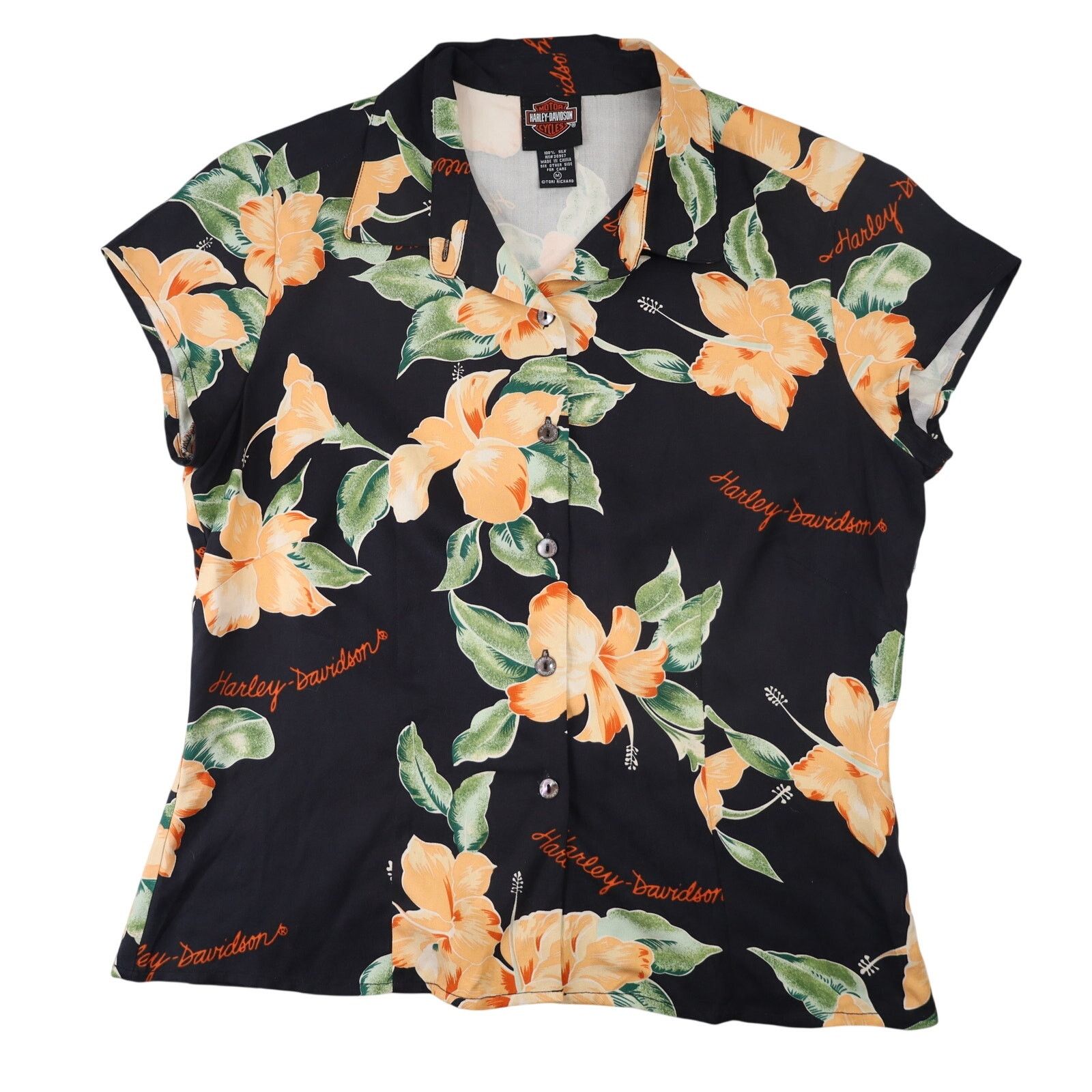 Harley Davidson × Vintage VTG Harley Davidson Tori Richards Silk Floral Button Shirt Size M / US 6-8 / IT 42-44 - 1 Thumbnail