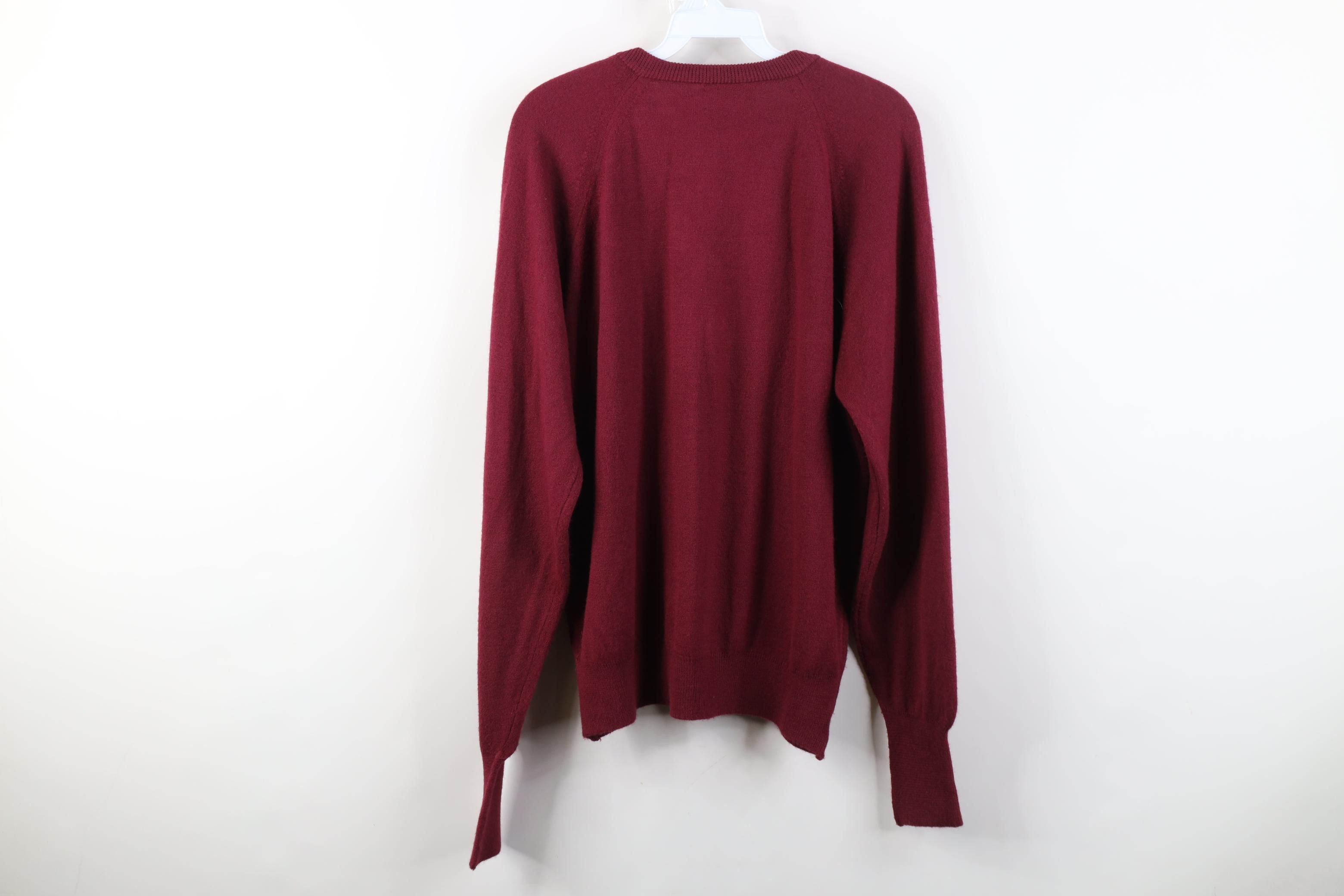 Vintage Vintage 70s Streetwear Soft Knit V-Neck Sweater Maroon USA Size US L / EU 52-54 / 3 - 8 Thumbnail