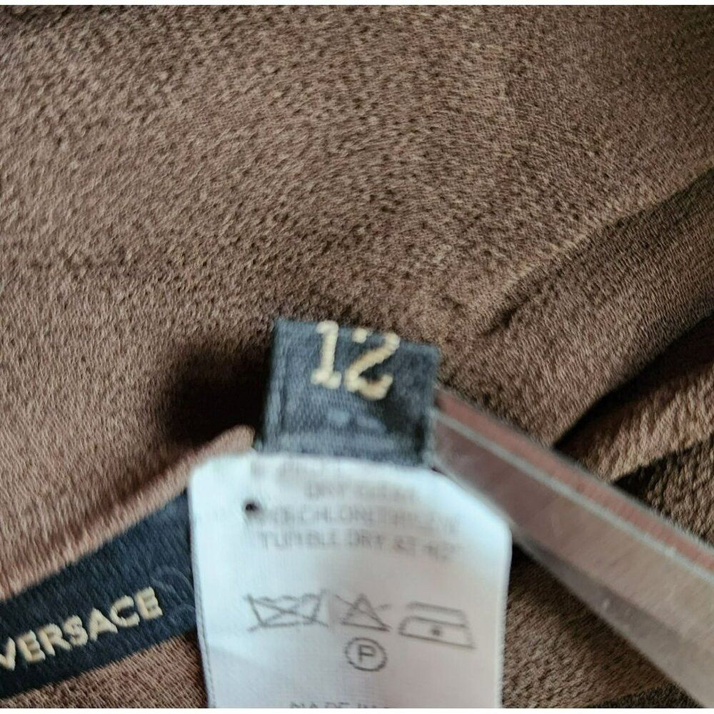 Versace Versace Brown Skirt L Silk Viscose IT46 | US12 Solid Tailor Size 34" / US 12 / IT 48 - 3 Thumbnail