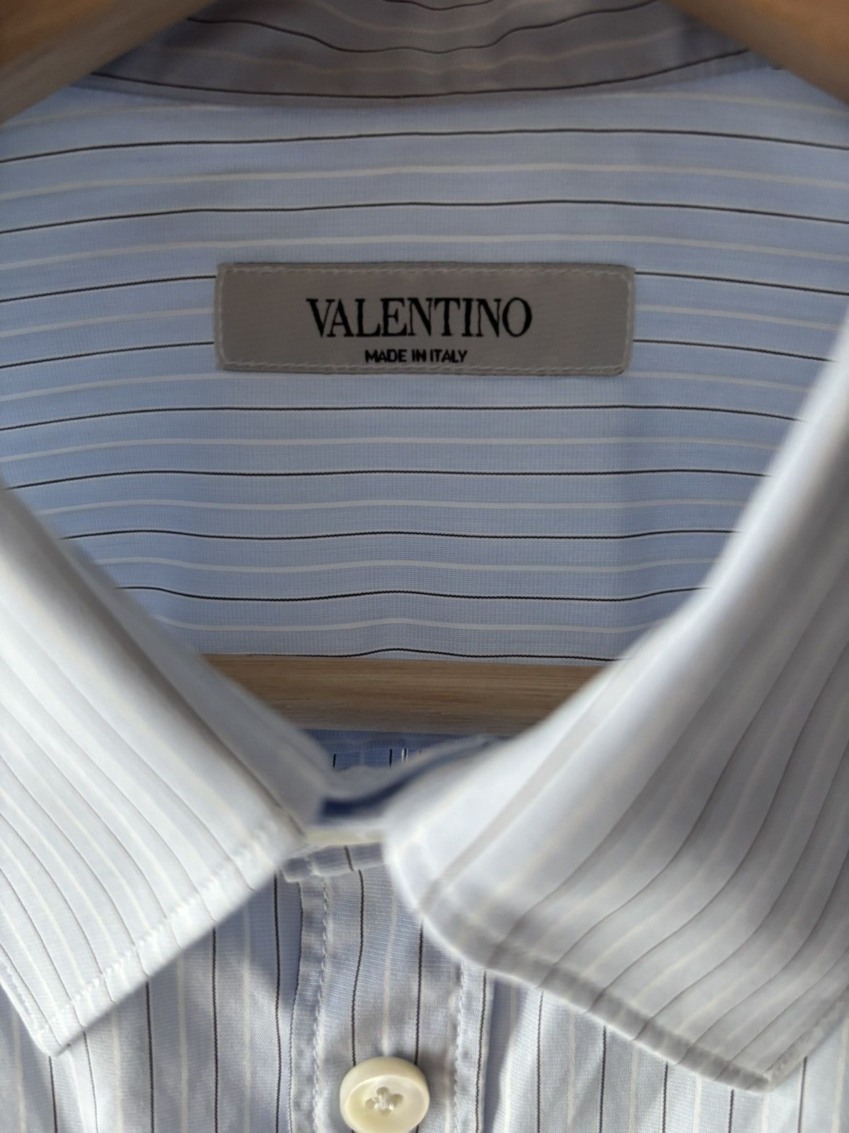 Valentino Valentino Blue Striped Cotton Shirt Size US M / EU 48-50 / 2 - 3 Thumbnail
