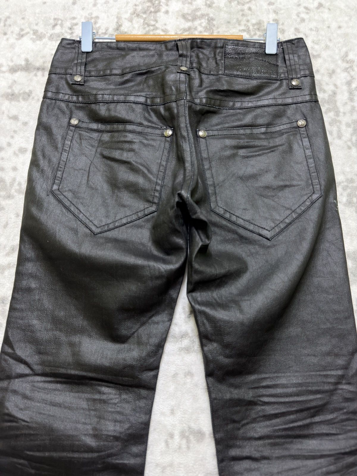 Le Grande Bleu (L.G.B.) Vintage Y2K Cook Jeans Coated Wax Finish Flared Jeans Size US 31 - 9 Thumbnail