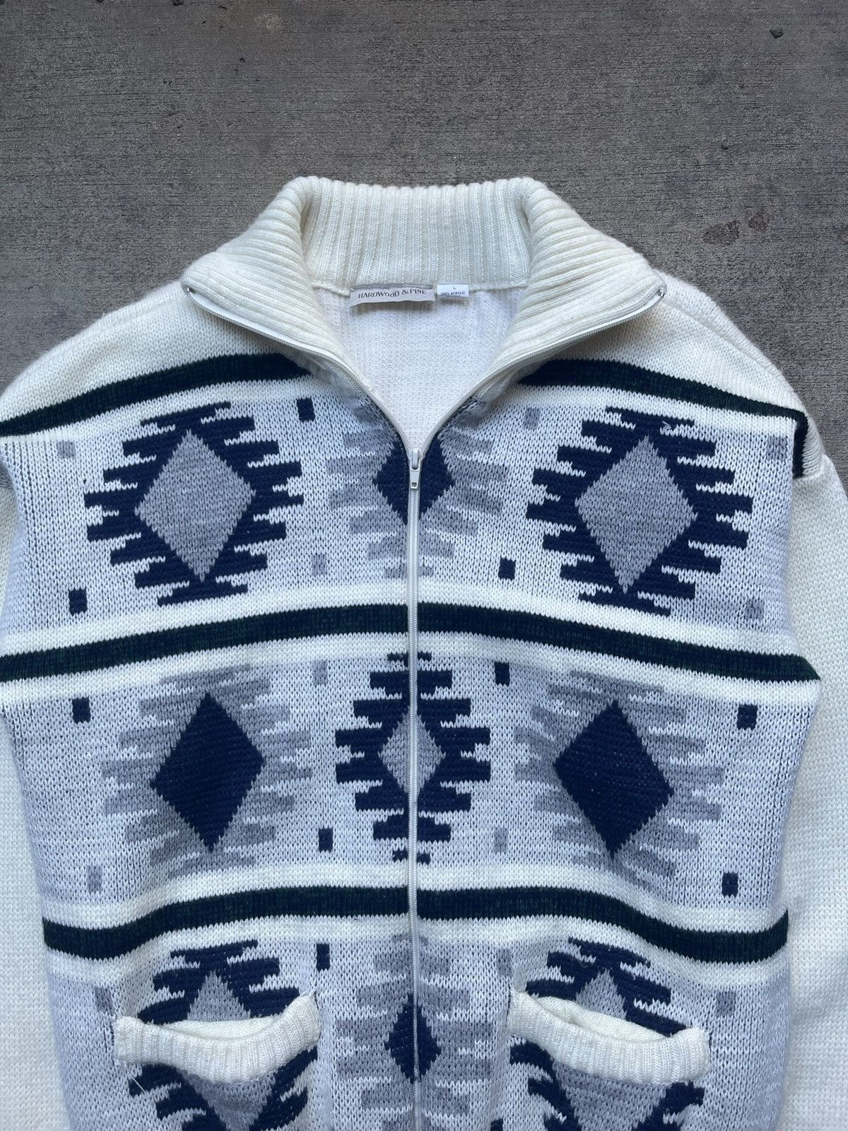 Vintage Vintage Hardwood & Pine Aztec Design Zip Up Acrylic Sweater Size US L / EU 52-54 / 3 - 2 Thumbnail