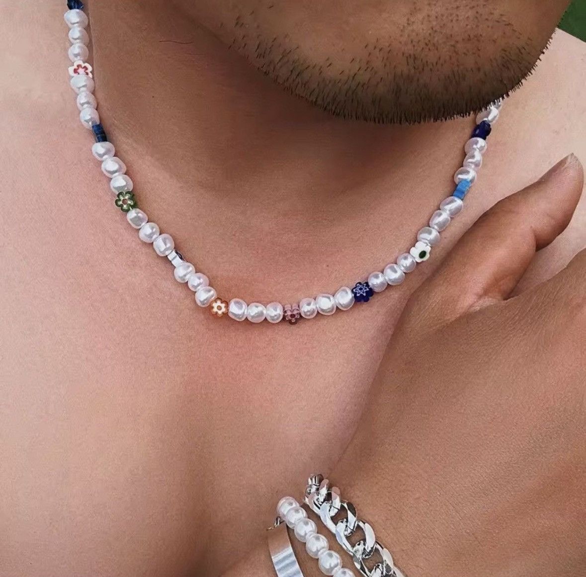Jewelry Pearl Choker Flower Necklace Y2K Fashion Size ONE SIZE - 7 Thumbnail