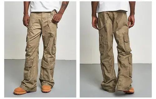 Jean Beige Cargo Stacked Baggy Pants Size US 30 / EU 46 - 7 Thumbnail