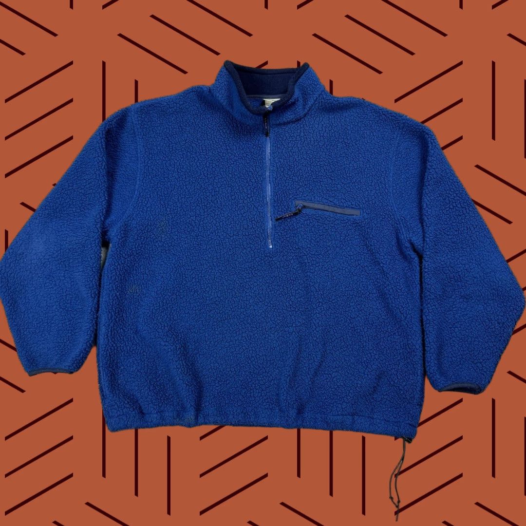 Vintage VINTAGE LL BEAN MENS PULLOVER 1/2 ZIP DEEP PILE SHERPA FLEECE BLUE OUTDOOR XLT 90S Size US XL / EU 56 / 4 - 1 Thumbnail