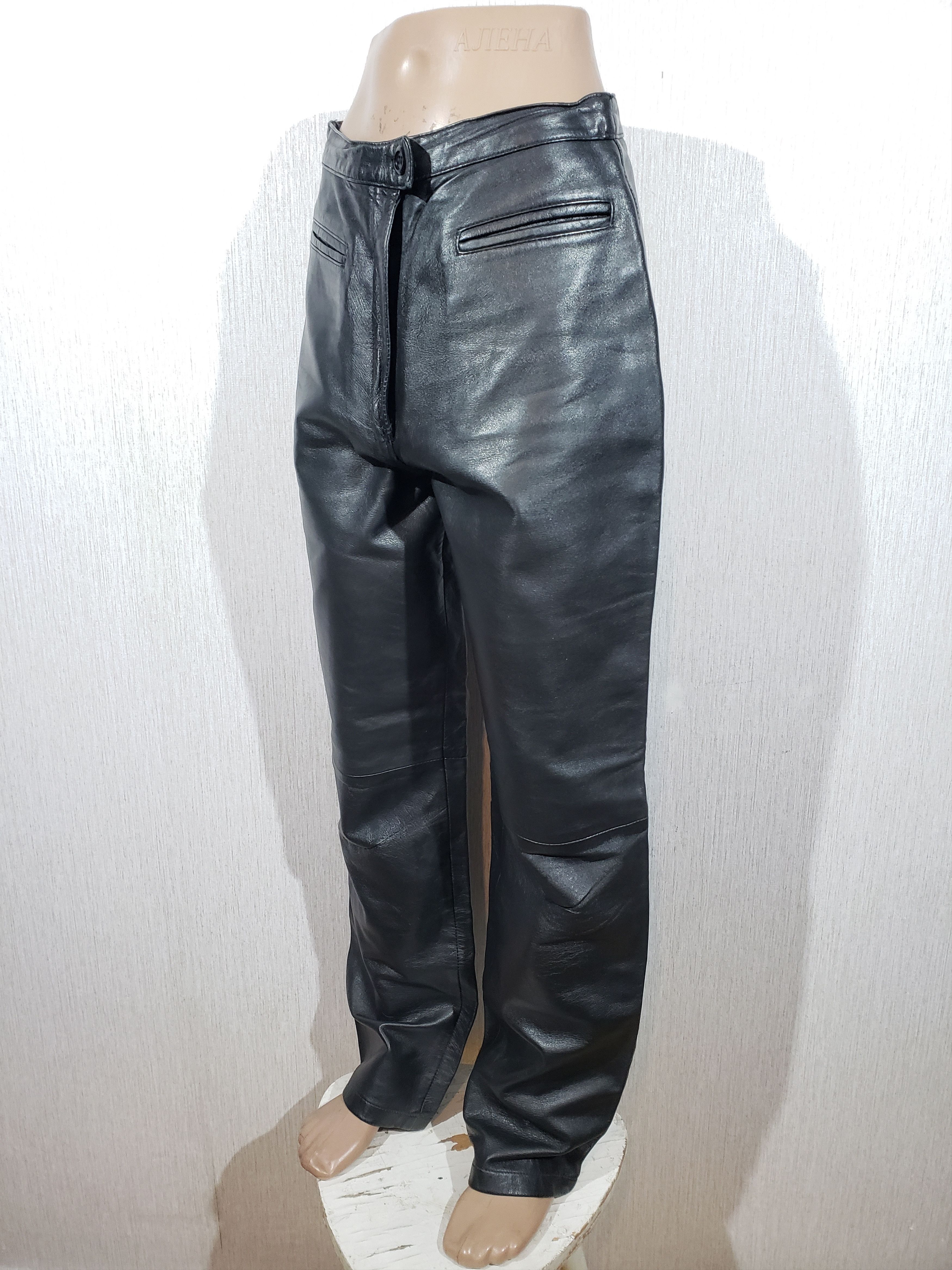 Genuine Leather Women's black leather pants. Size 28" / US 6 / IT 42 - 2 Thumbnail