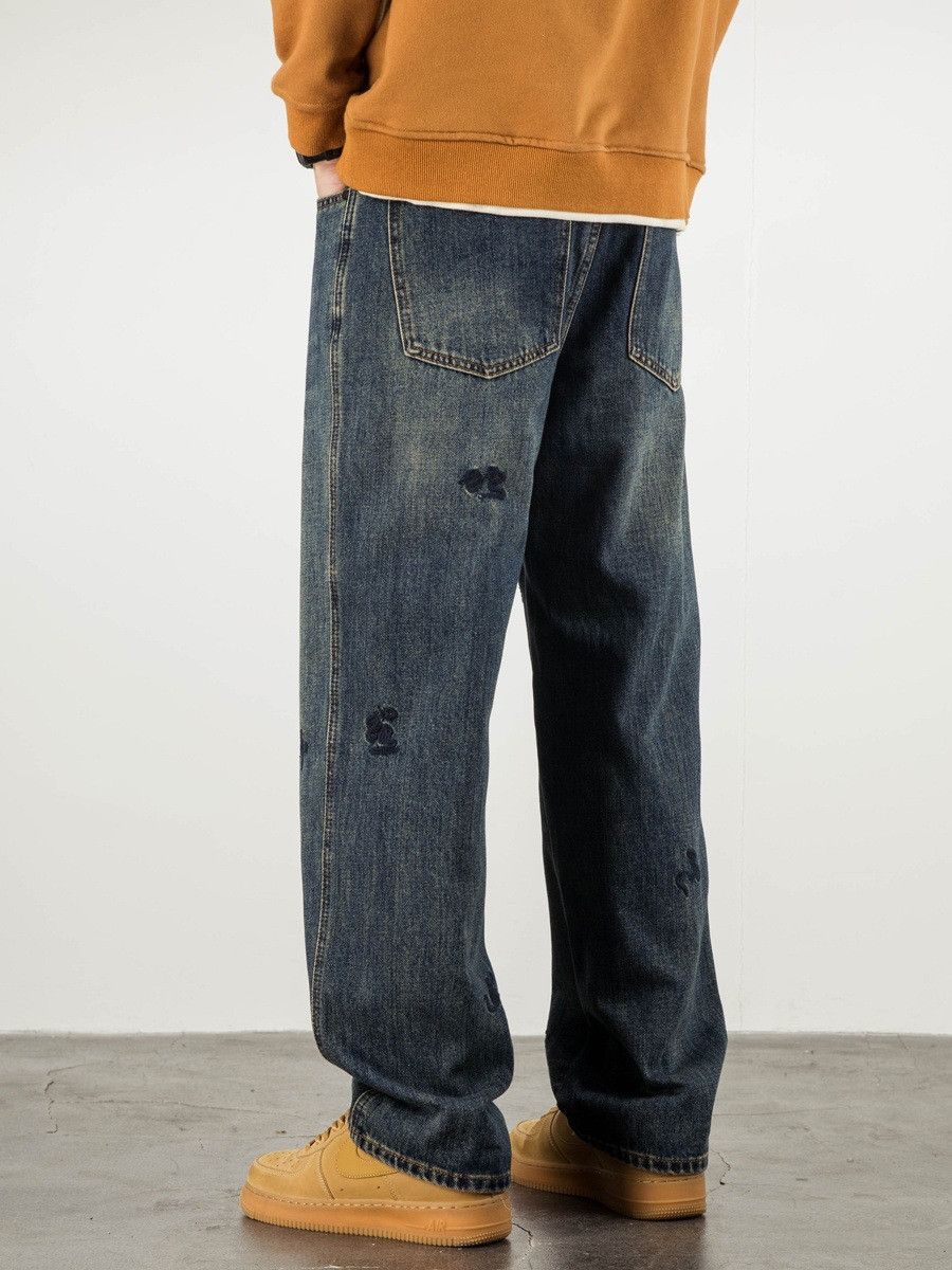 Vintage Men's straight loose American retro embroidered jeans Size US 32 / EU 48 - 5 Thumbnail