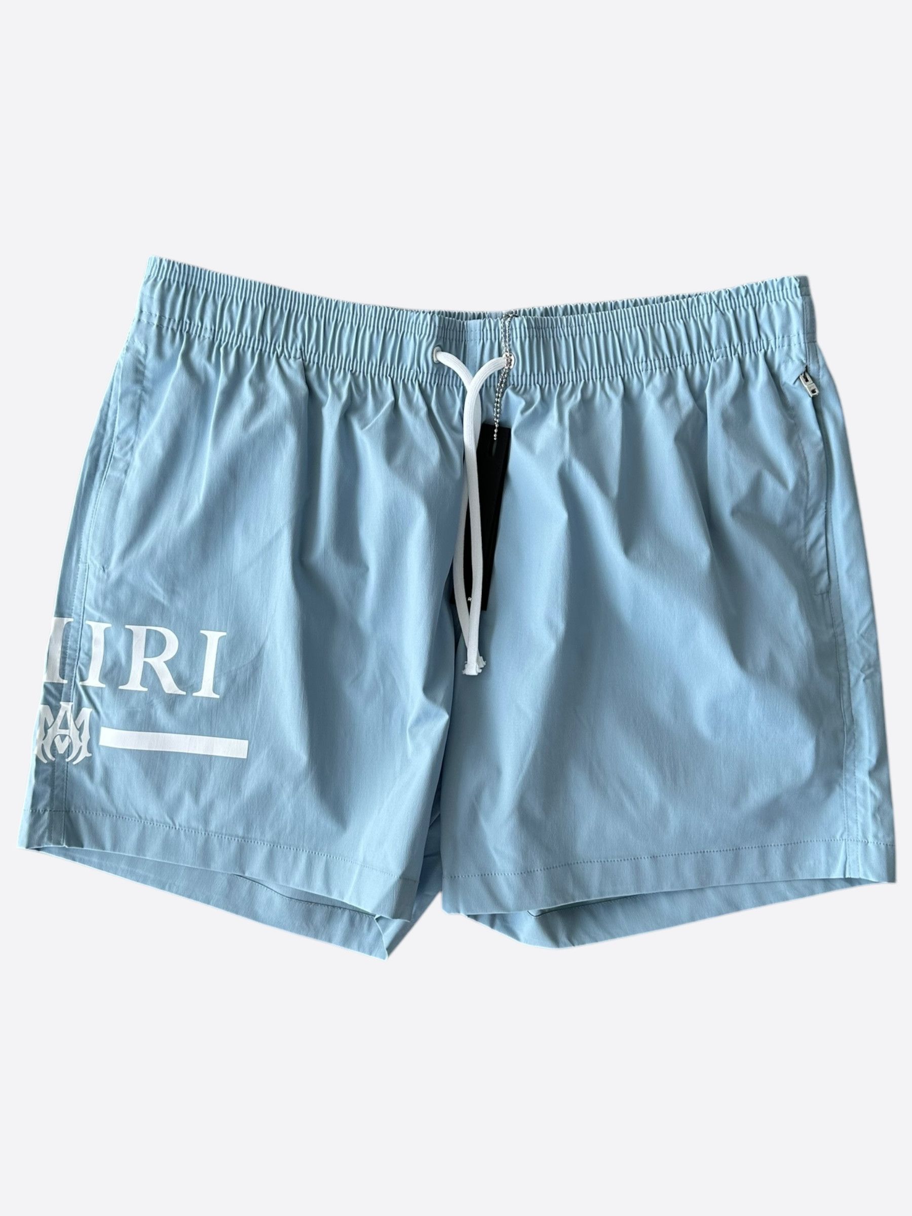 Amiri Amiri Blue & White MA Bar Logo Swimshorts Size US 28 / EU 44 - 1 Thumbnail