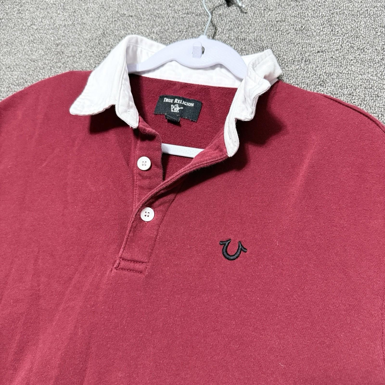 True Religion True Religion Mens M MaroonLong Sleeve Y2K Rugby Polo Size US M / EU 48-50 / 2 - 3 Thumbnail