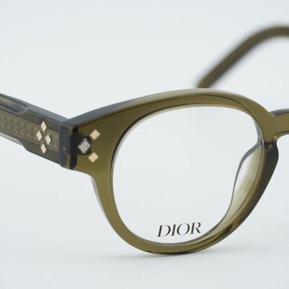 Dior Dior CD DIAMONDO R1I 5500 Eyeglasses Green 48mm Round Frame Size ONE SIZE - 6 Thumbnail