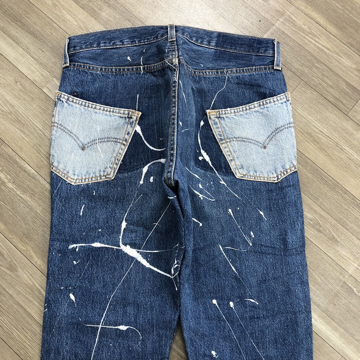 Levi's 90s Vintage Levis 501 USA Rework Painted Custom Blue Jeans Size US 34 / EU 50 - 22 Thumbnail