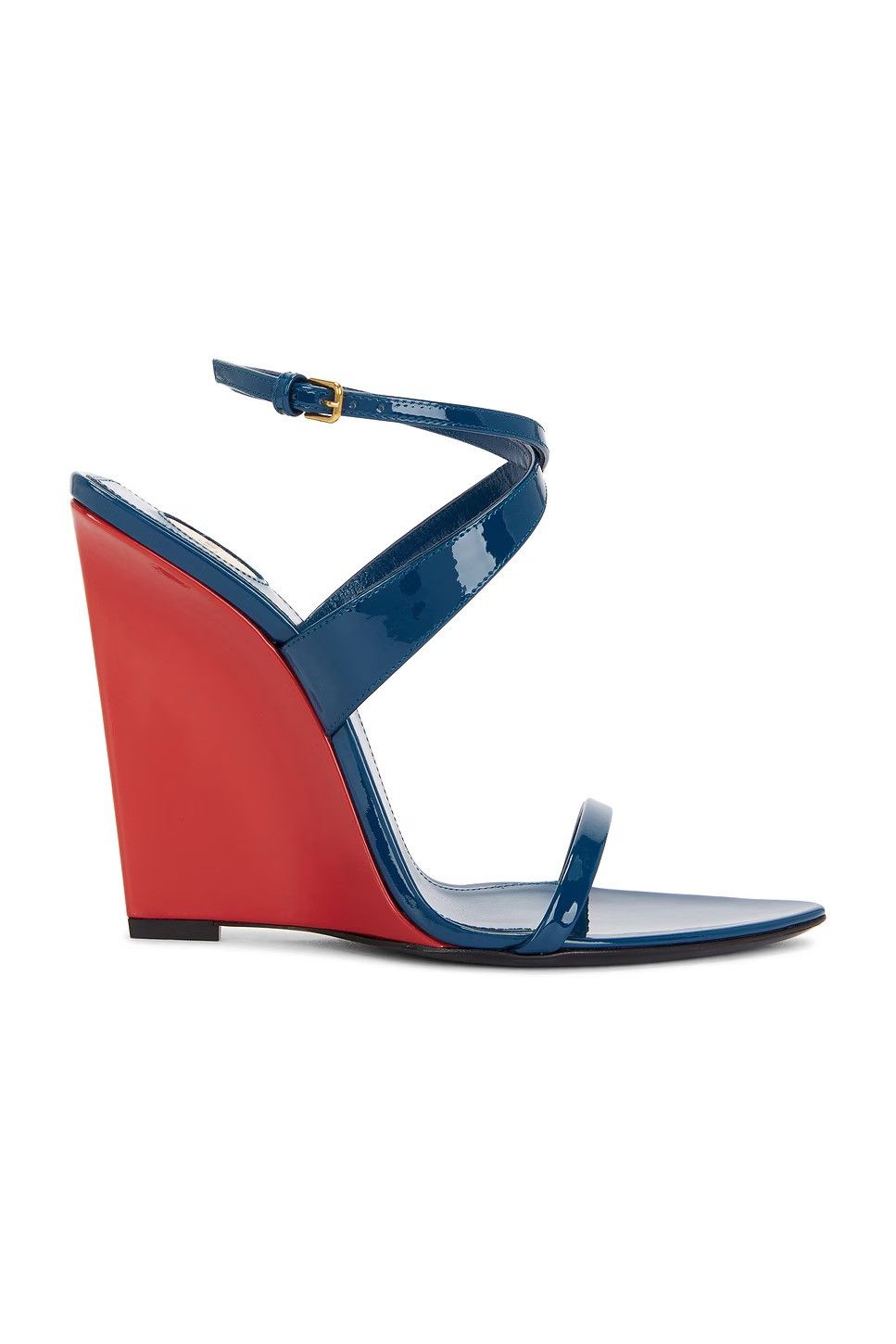 Saint Laurent Paris o1w1db10526 818020 Salome Wedges in Patent Leather Sandals Size US 11 / IT 41 - 1 Thumbnail
