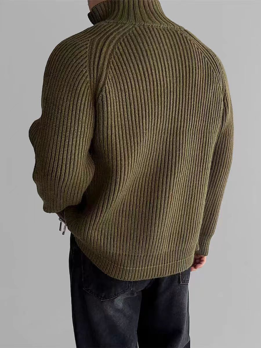 Japanese Brand Vintage Green Double Zipper Knit Stand-Up XL Jacket Coat Size US XL / EU 56 / 4 - 3 Thumbnail