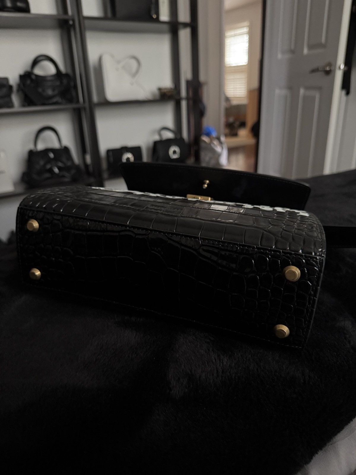 Balenciaga Balenciaga Black-Croc Embossed Leather Bag Size ONE SIZE - 6 Thumbnail