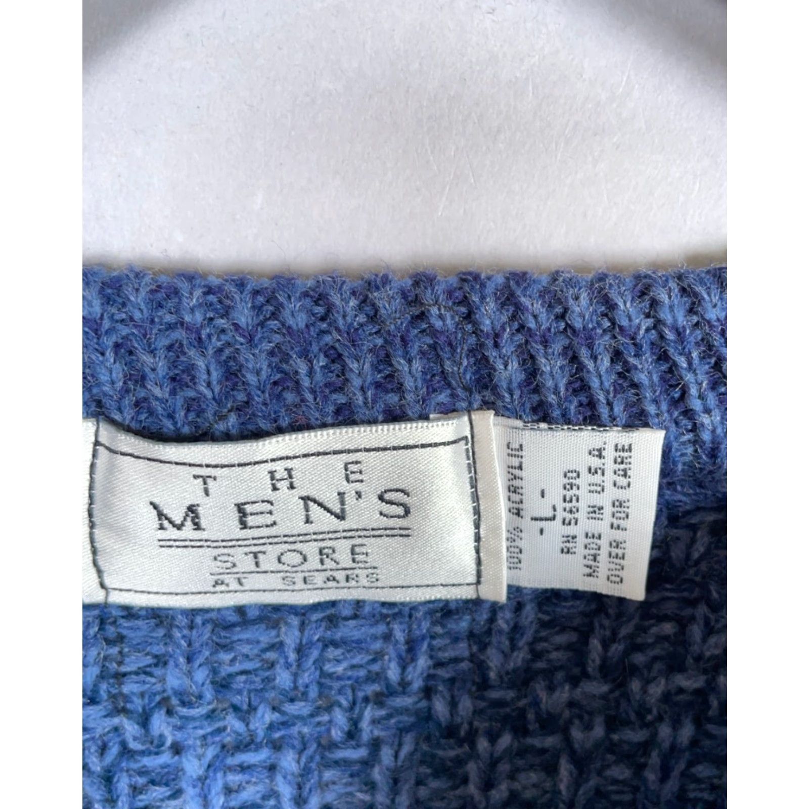 Sears VINTAGE Sears Men's Sweater Chunky Knit Crewneck L Blue Casual 90s Retro Heavyweight USA Size US L / EU 52-54 / 3 - 3 Thumbnail