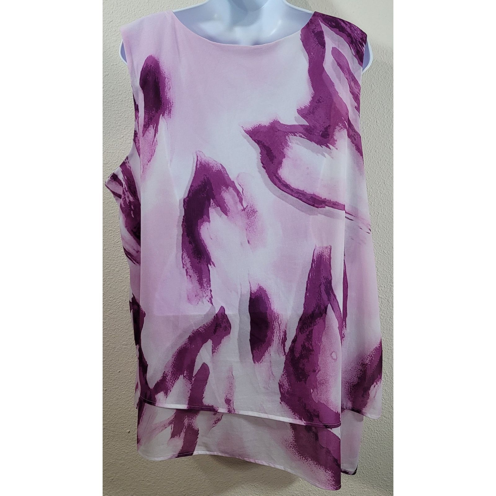 Other Lane Bryant White Purple Layered Asymmetrical Hem Top 14 16 Size XL / US 12-14 / IT 48-50 - 3 Thumbnail