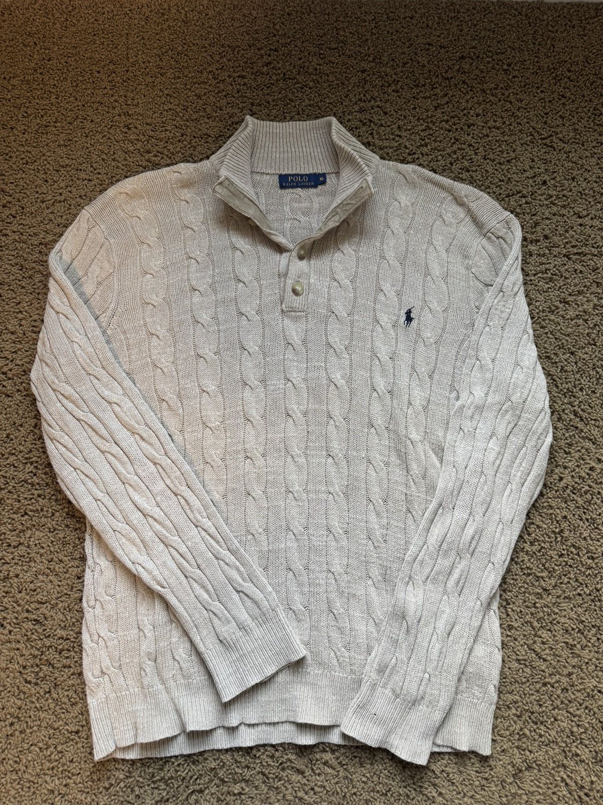 Polo Ralph Lauren Polo Ralph Lauren cable knit quarter button sweater Size US XL / EU 56 / 4 - 1 Thumbnail