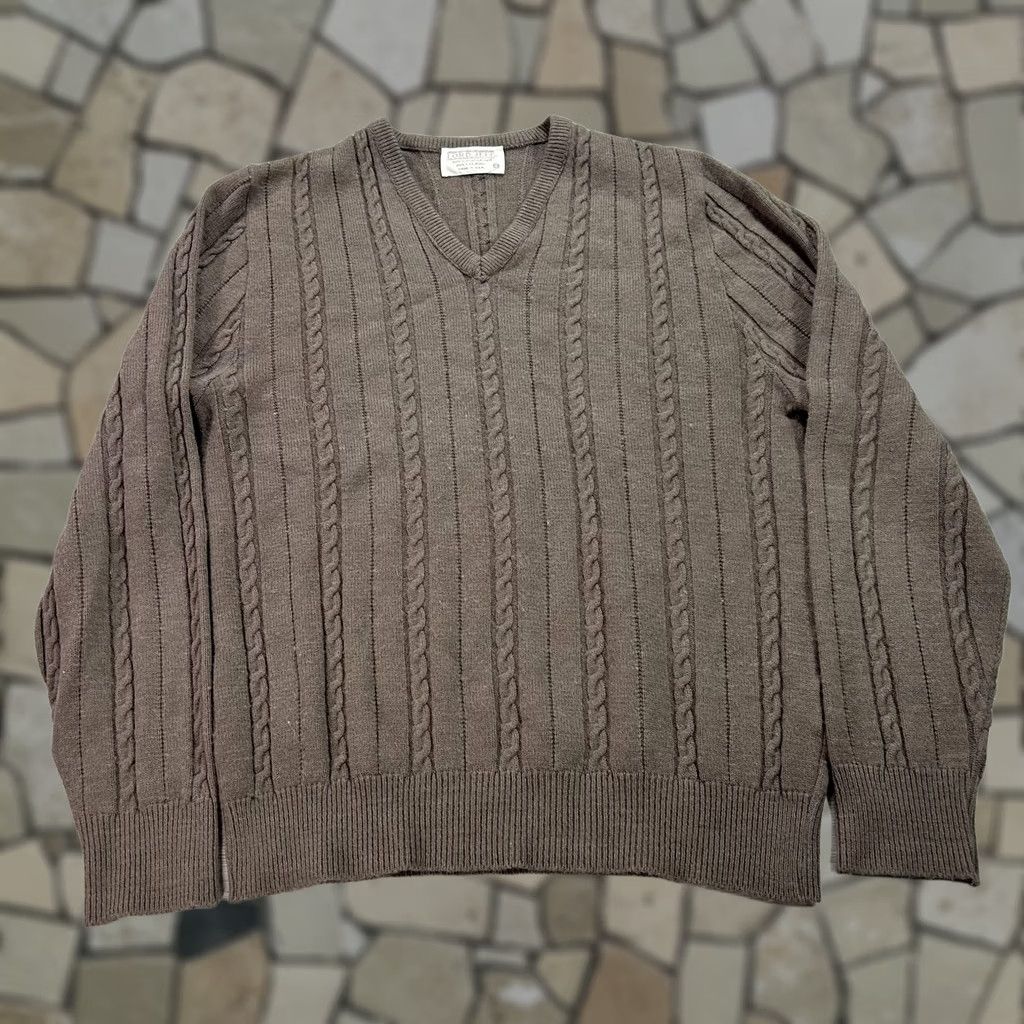 Vintage Lord Jeff Sweater Mens Medium Cable-Knit Wool Blend Pullover V-Neck Made in USA Size US M / EU 48-50 / 2 - 1 Thumbnail