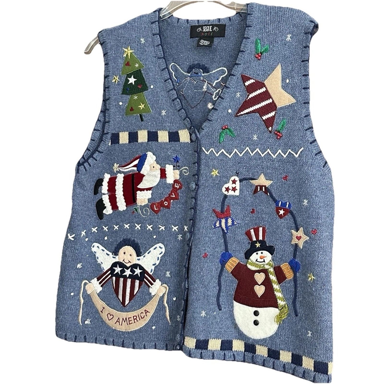 Other Segue Noel Vintage L Christmas Sweater Vest EUC Embroidered Size L / US 10 / IT 46 - 2 Thumbnail