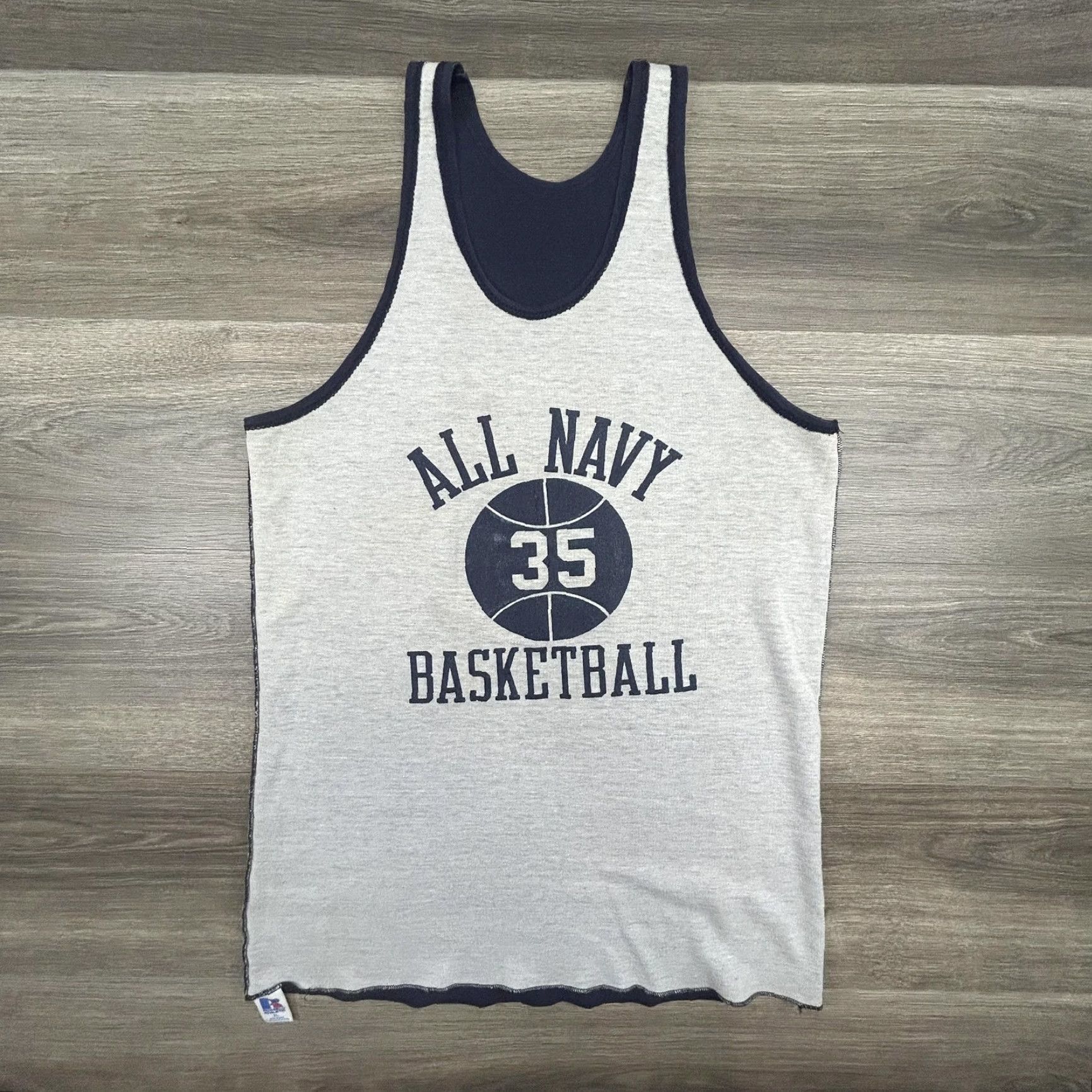 Russell Athletic VINTAGE Russell Athletic Basketball Jersey Tank Reversible Navy XL Mens USA 80s Sports Nightwear Activewear Size US XL / EU 56 / 4 - 3 Thumbnail