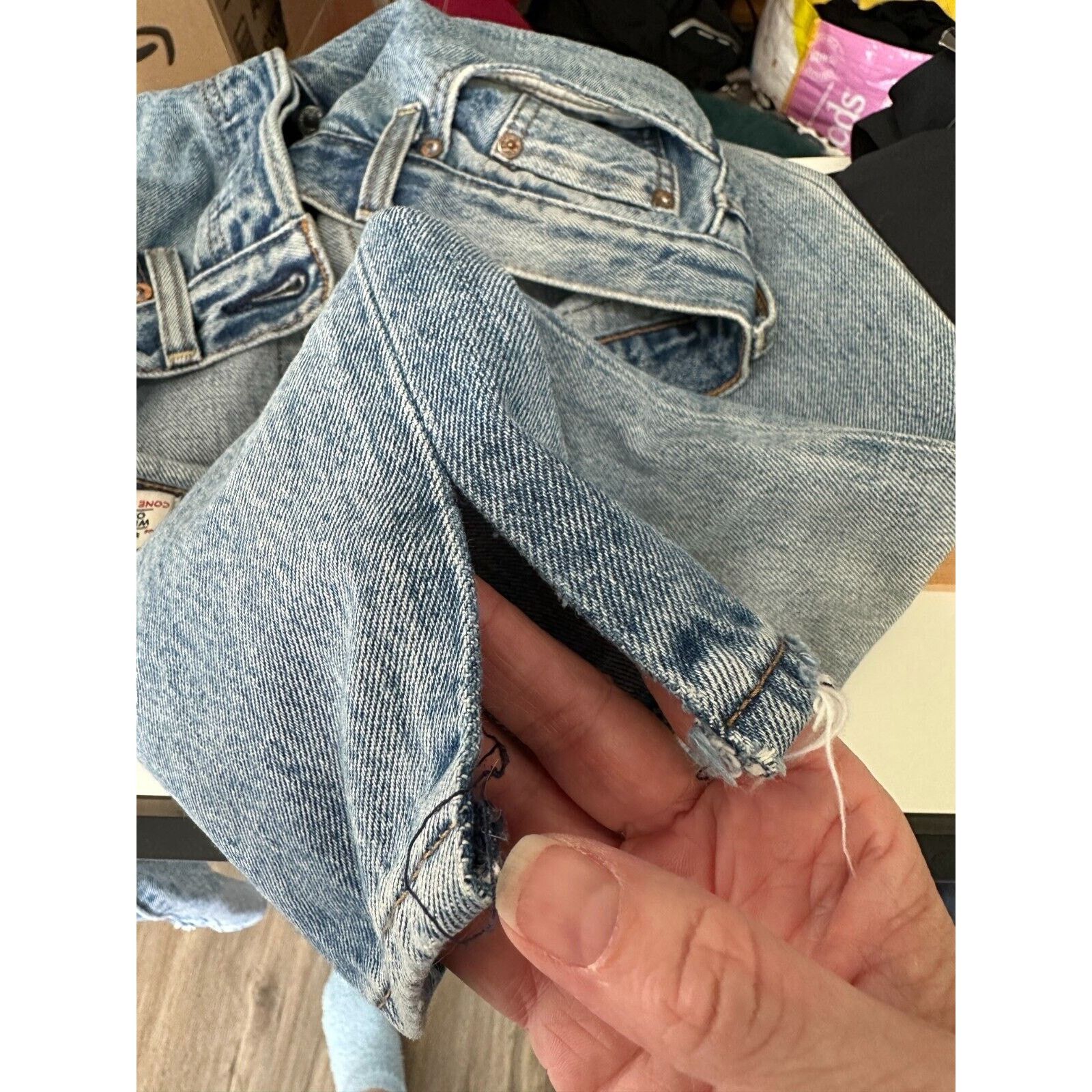 Levi's Levis White Oak Cone Denim Button Fly Distress Slim Leg Jean Size 27" / US 4 / IT 40 - 2 Thumbnail