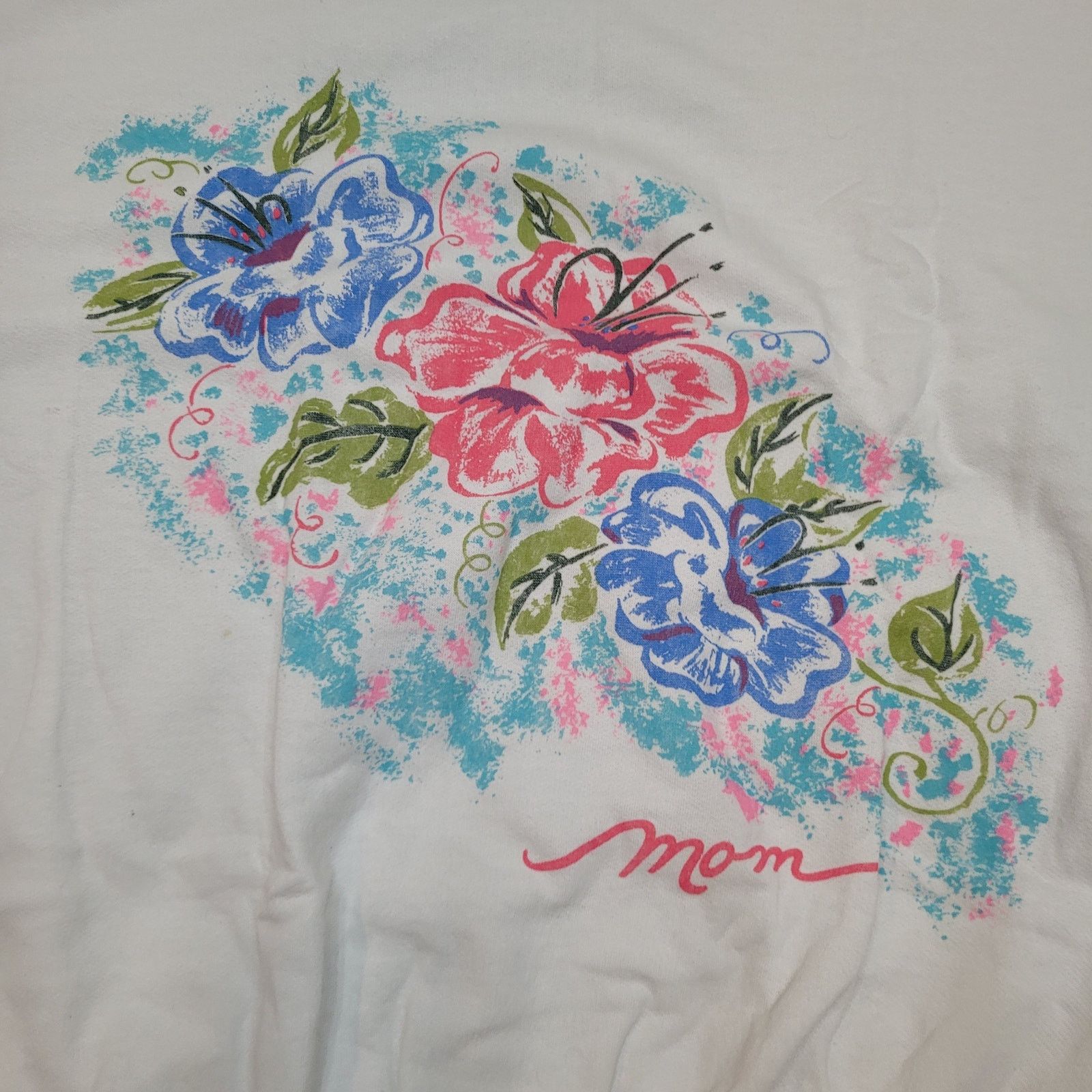 Other VTG 80s "Mom" Floral Batwing Sweatshirt Boxy Cropped Fit XL Size XL / US 12-14 / IT 48-50 - 2 Thumbnail