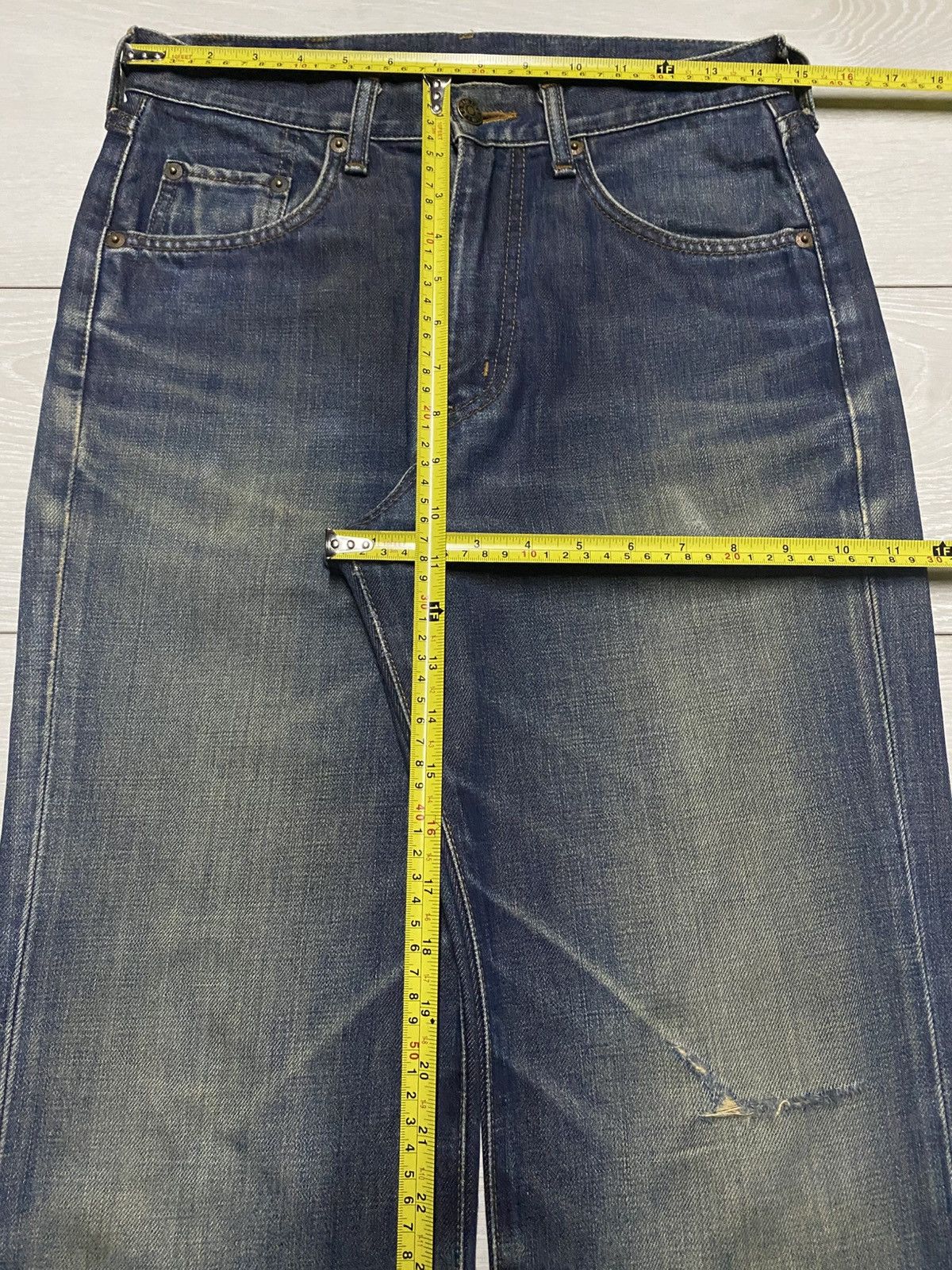 Junya Watanabe Vintage Edwin 503 Mud Wash Distressed Loose Jeans Size US 29 - 15 Thumbnail