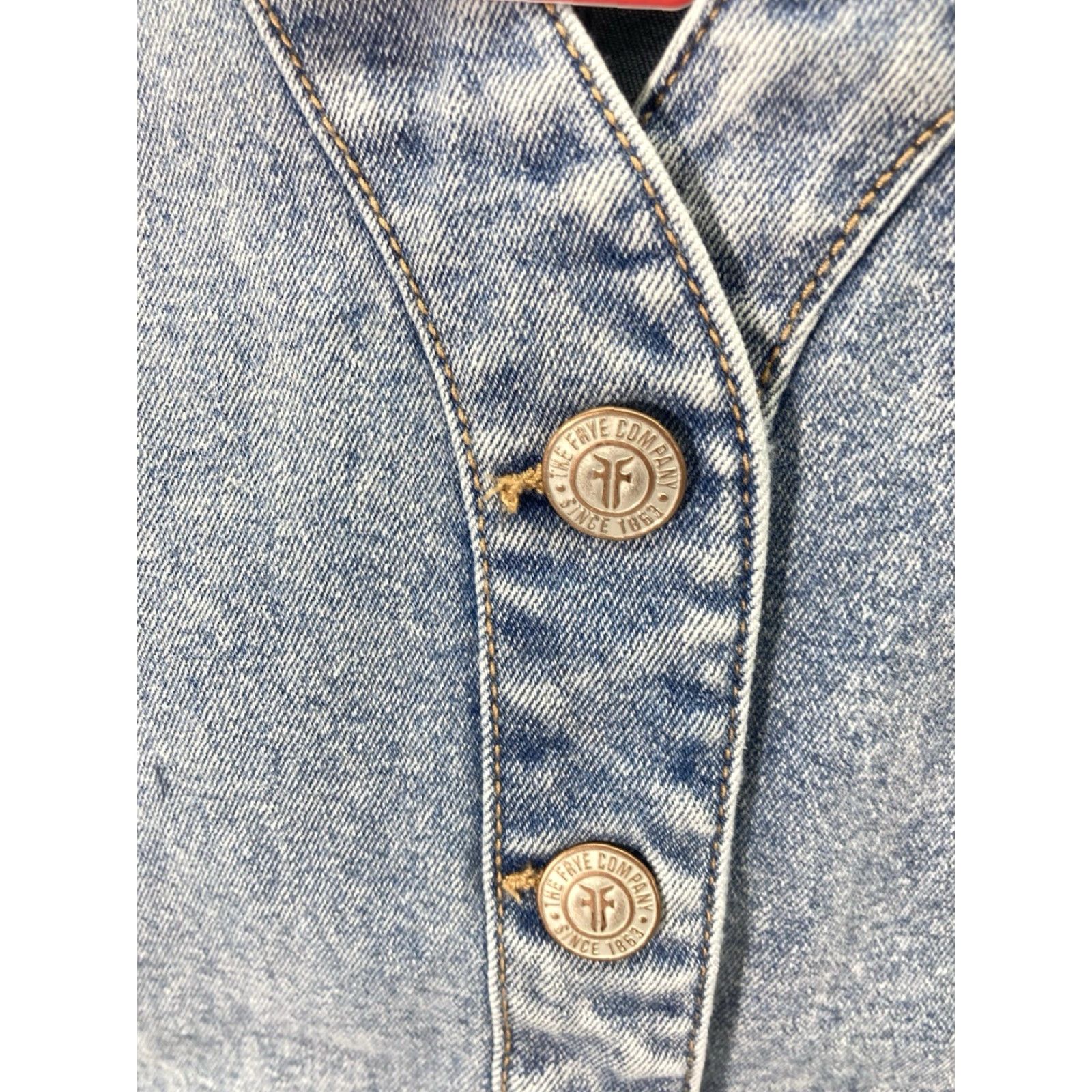 Frye Frye Denim Dress Women XL Blue Cotton Stretch Light Wash Metal Button NWT Midi A-Line Sleeveless V-Neck Casual Shirt? Size XL / US 12-14 / IT 48-50 - 4 Thumbnail