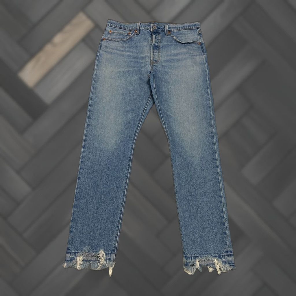 Levi's Levi's 501 Premium Skinny Jeans Womens 31×28 High Rise Button Fly Distressed Blue Size 24" / US 00 / IT 34 - 1 Thumbnail