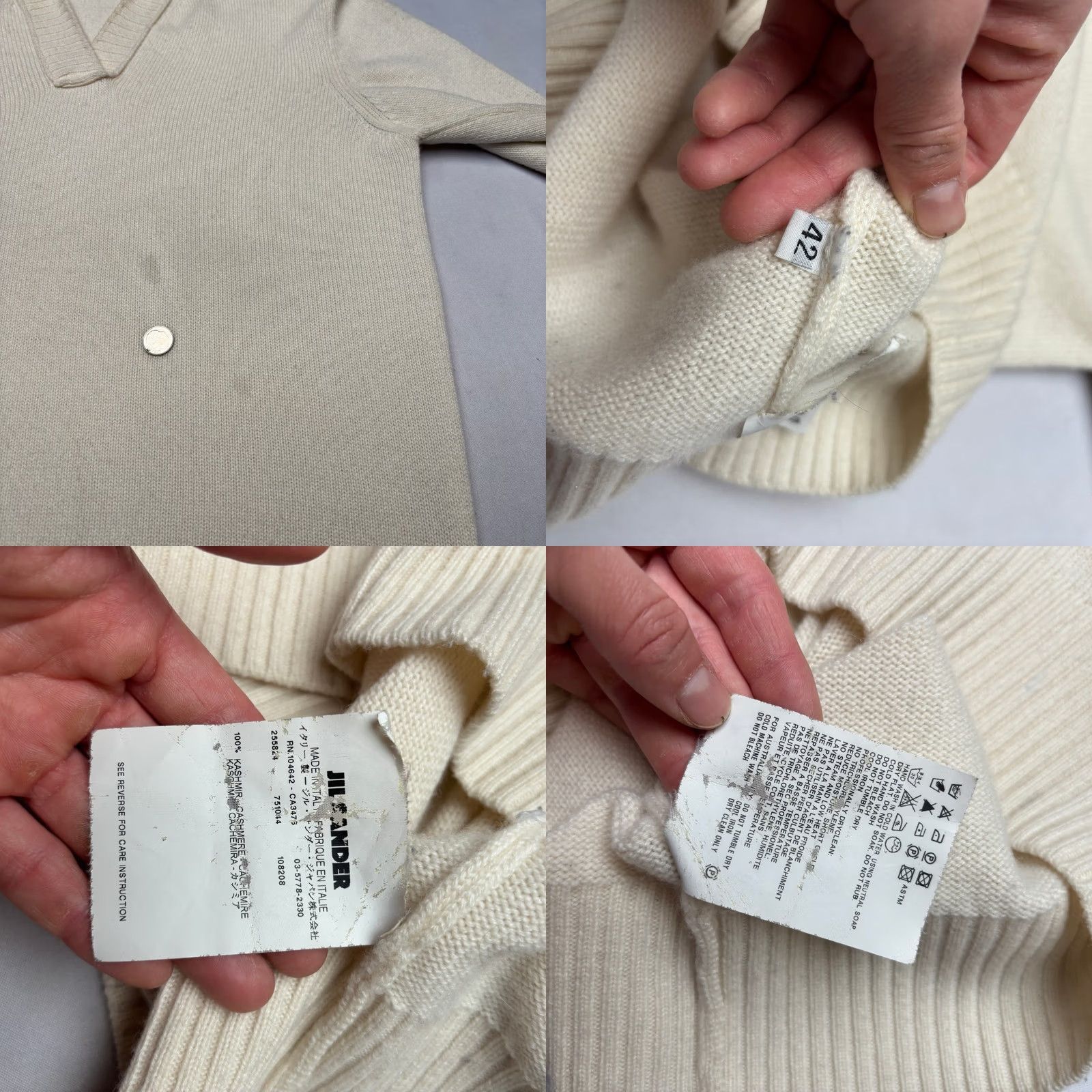 Jil Sander VINTAGE Jil Sander Raf Simons Era Cashmere Shawl Collar V Pullover Sweater Men S IT 42 Cream Pullover Slim Fit ITS 42 Mens Size US S / EU 44-46 / 1 - 8 Thumbnail